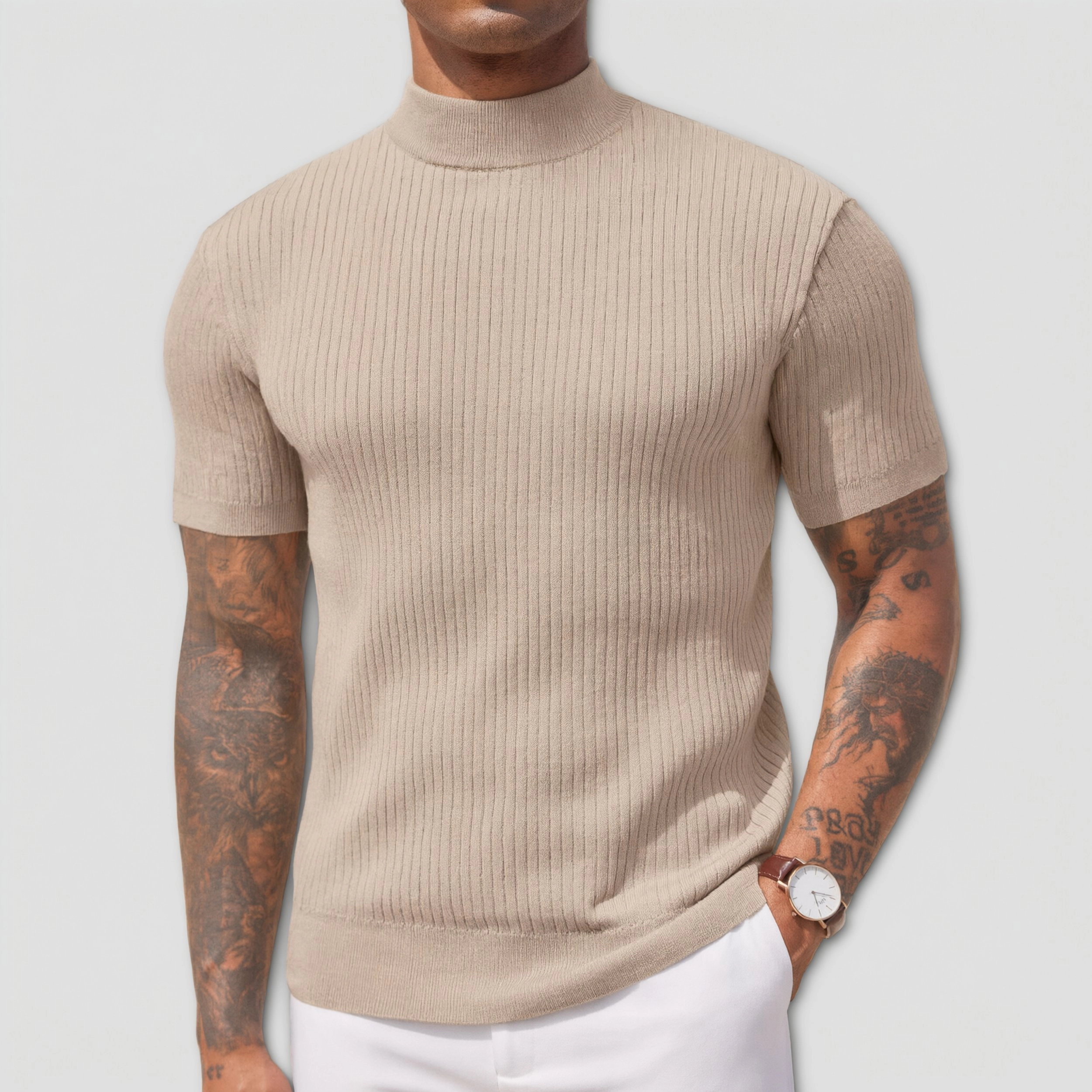 COOFANDY Men's Slim Fit Short Sleeve Mock Neck T-Shirt