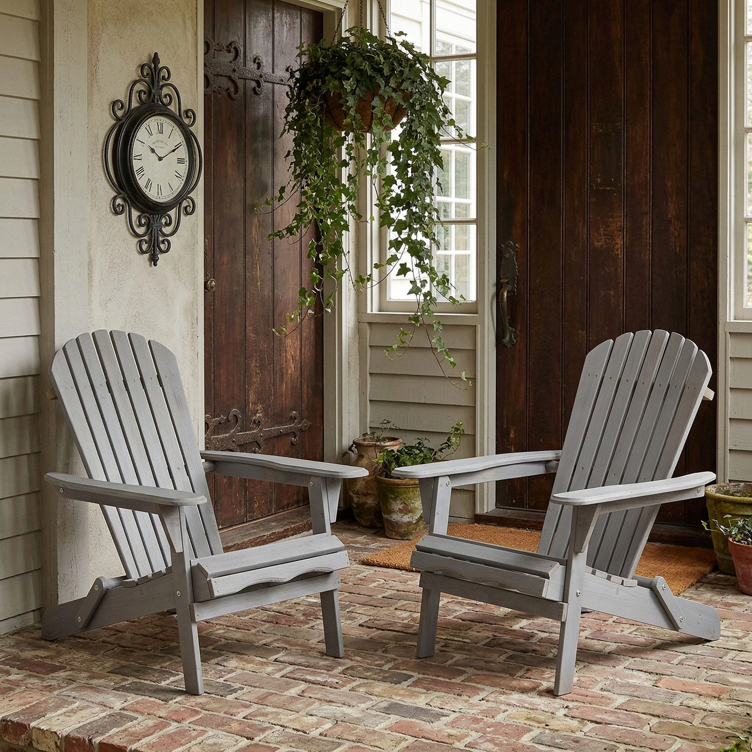 GBruno 2-Piece Folding Adirondack Chairs Hemlock Wood