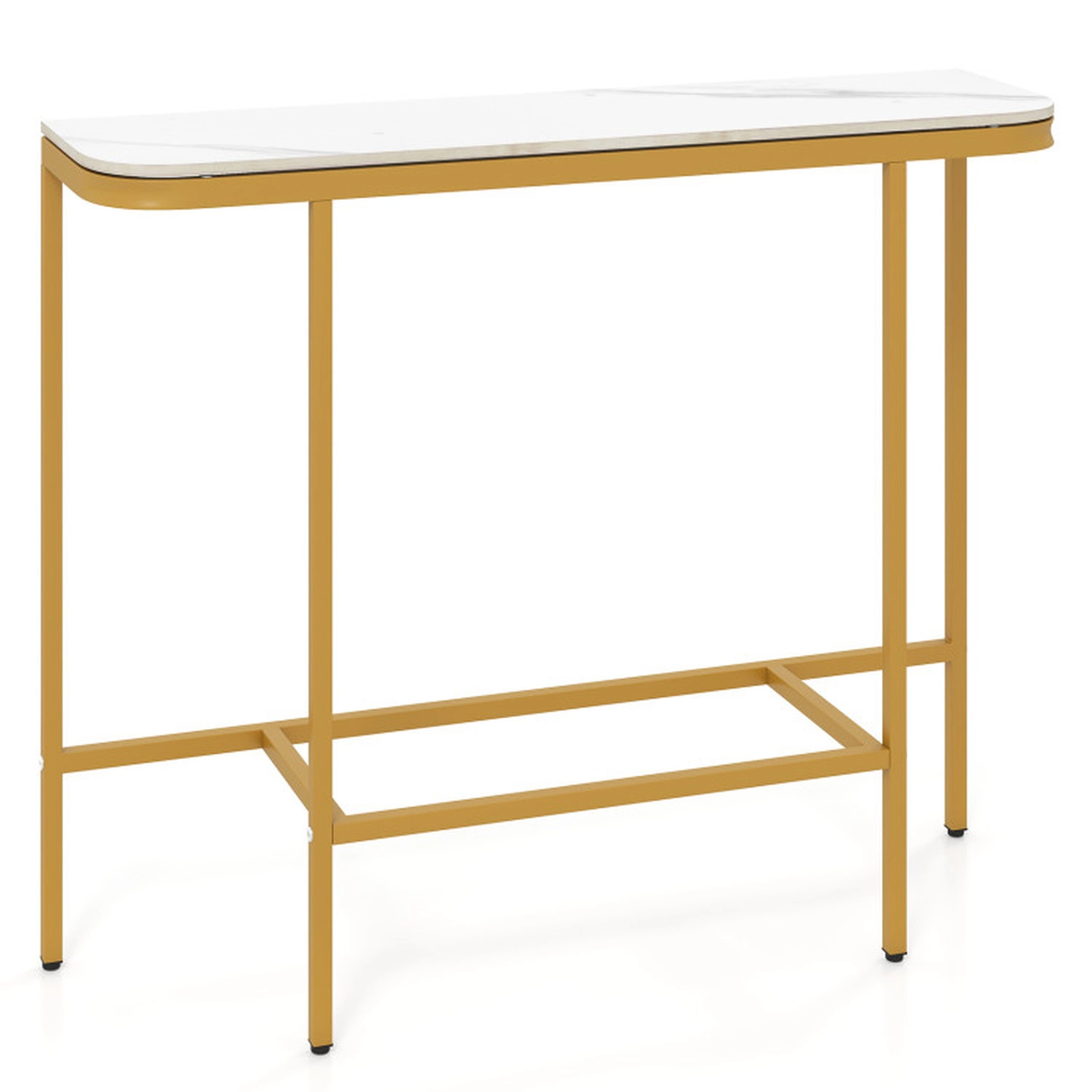 SUGIFT Faux Marble Console Entryway Table 66-lb Capacity 36-in Tall White + Gold/Gray + Black