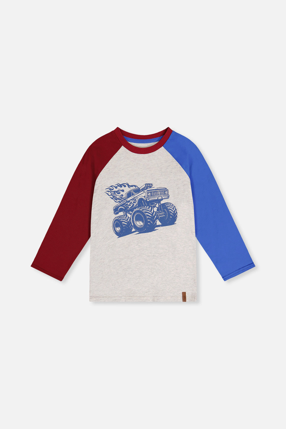 Deux par Boys Raglan T-Shirt with Monster Truck Graphic
