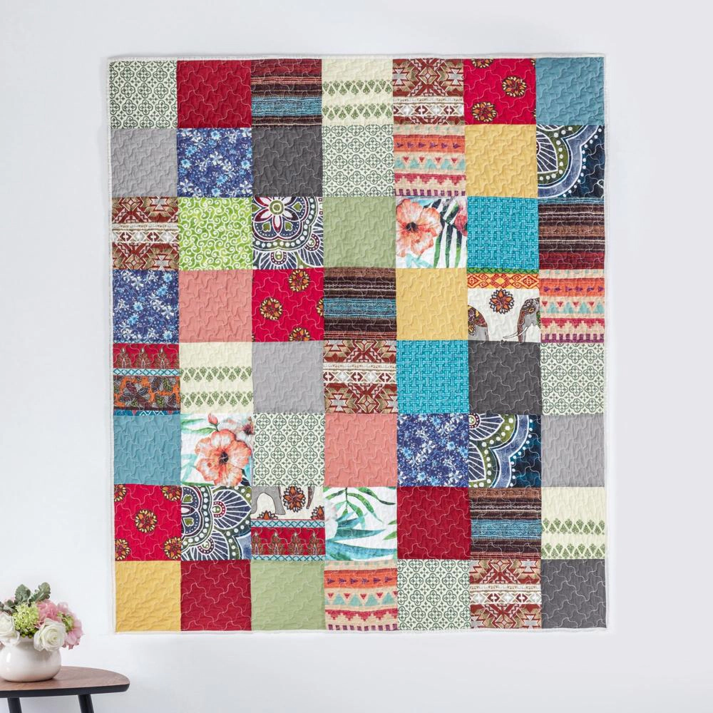 Greenland Home Fashions Renee Upcycle Luxurious Ultra Soft Cotton Throw Blanket Multicolor 50" x 60"