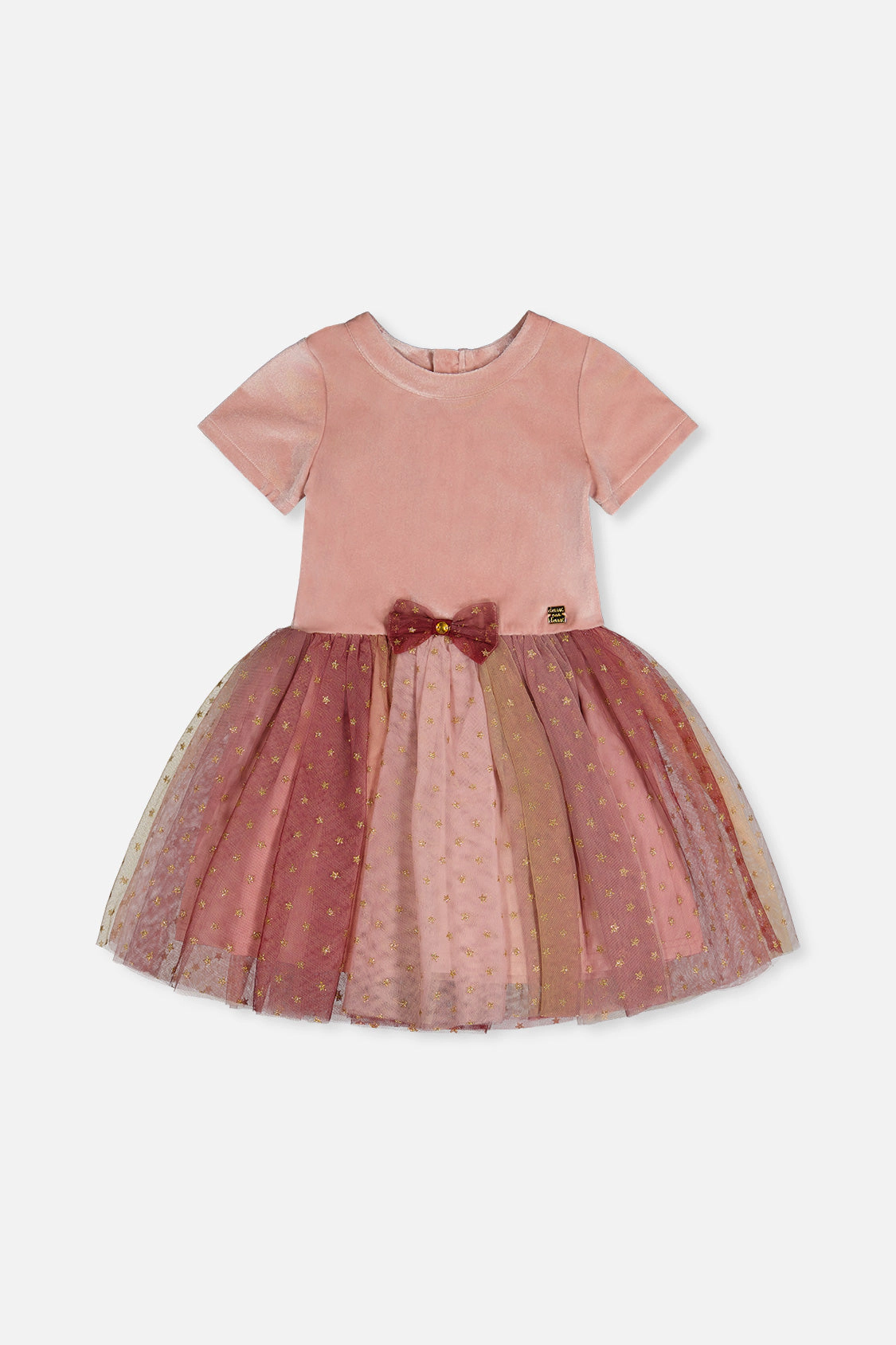 Deux par Girls Bi-Material Dress with Gradient Print Skirt