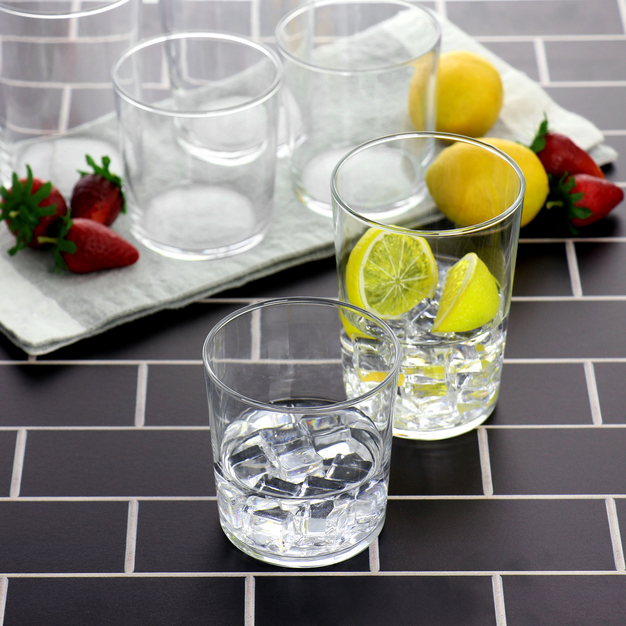 Martha Stewart 12 Piece Bowey Double Old Fashion and Highball Glassware Set