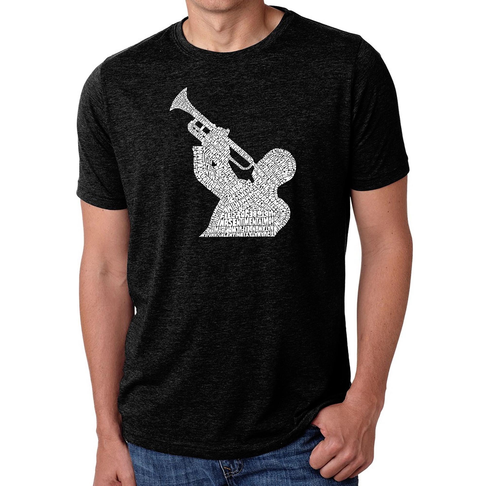 LOS ANGELES POP Art Men's Cotton-Poly Word T-Shirt - ALL TIME JAZZ SONGS