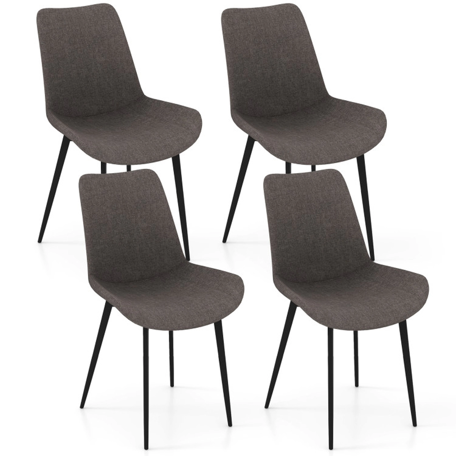 SUGIFT Set of 4 Faux Linen Upholstered Metal Legs Dining Chairs 24.5-in x 21.5-in x 33.5-in 330-lb Capacity Gray