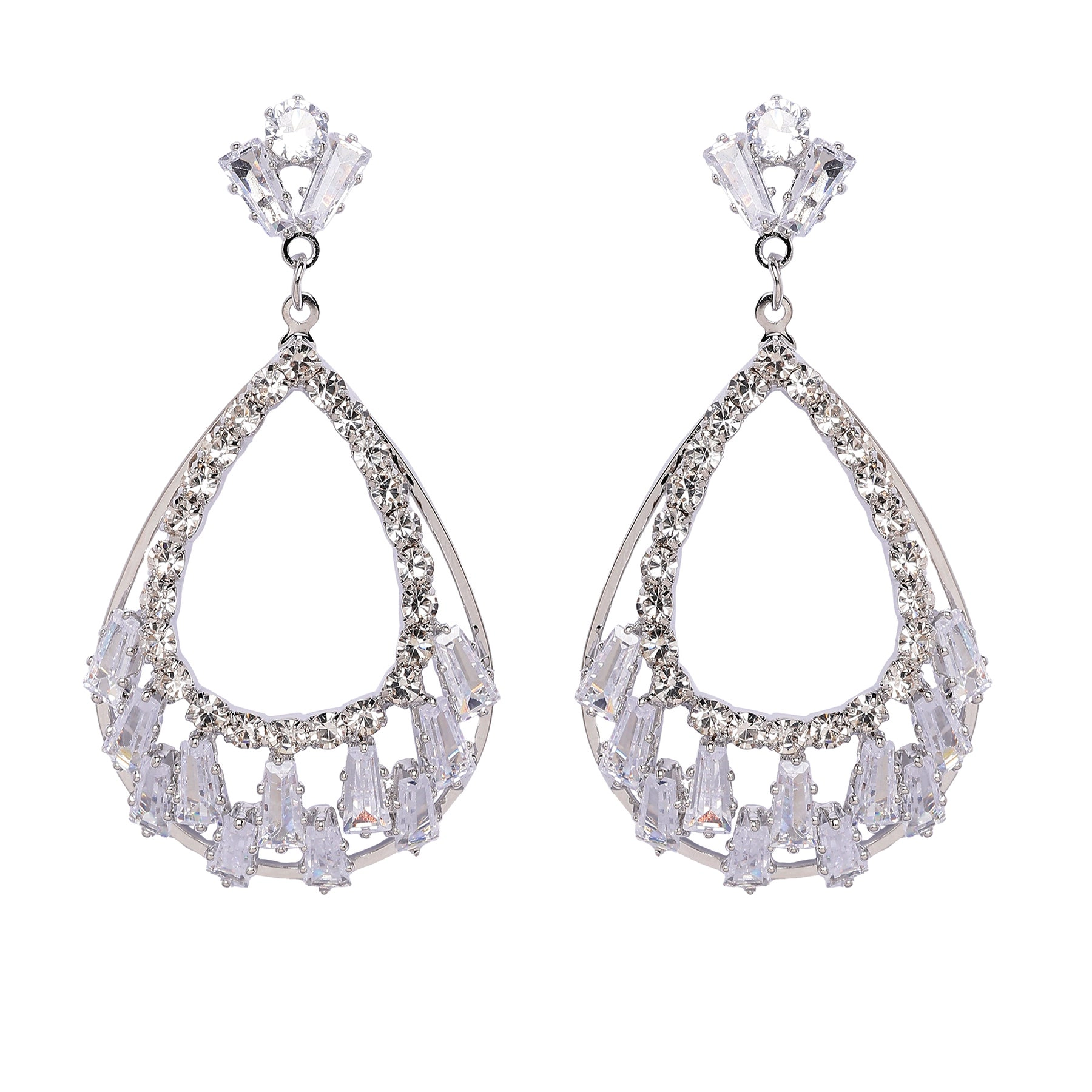 AGP PARIS Womens Radiant Teardrop Sparkle Earrings