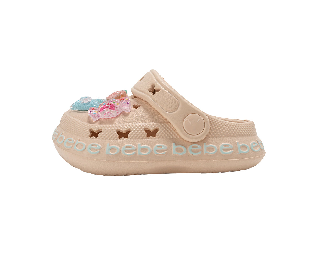 bebe Toddler Girl's EVA Clog Sandals with Candy Charms Slip On Shoes