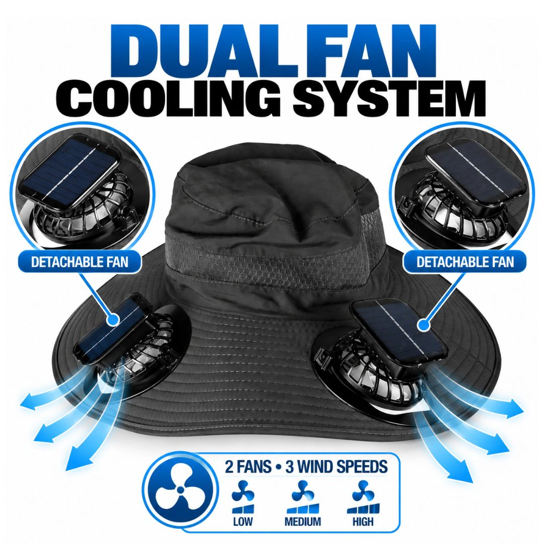 Wide Brim Sun Hat with Fans