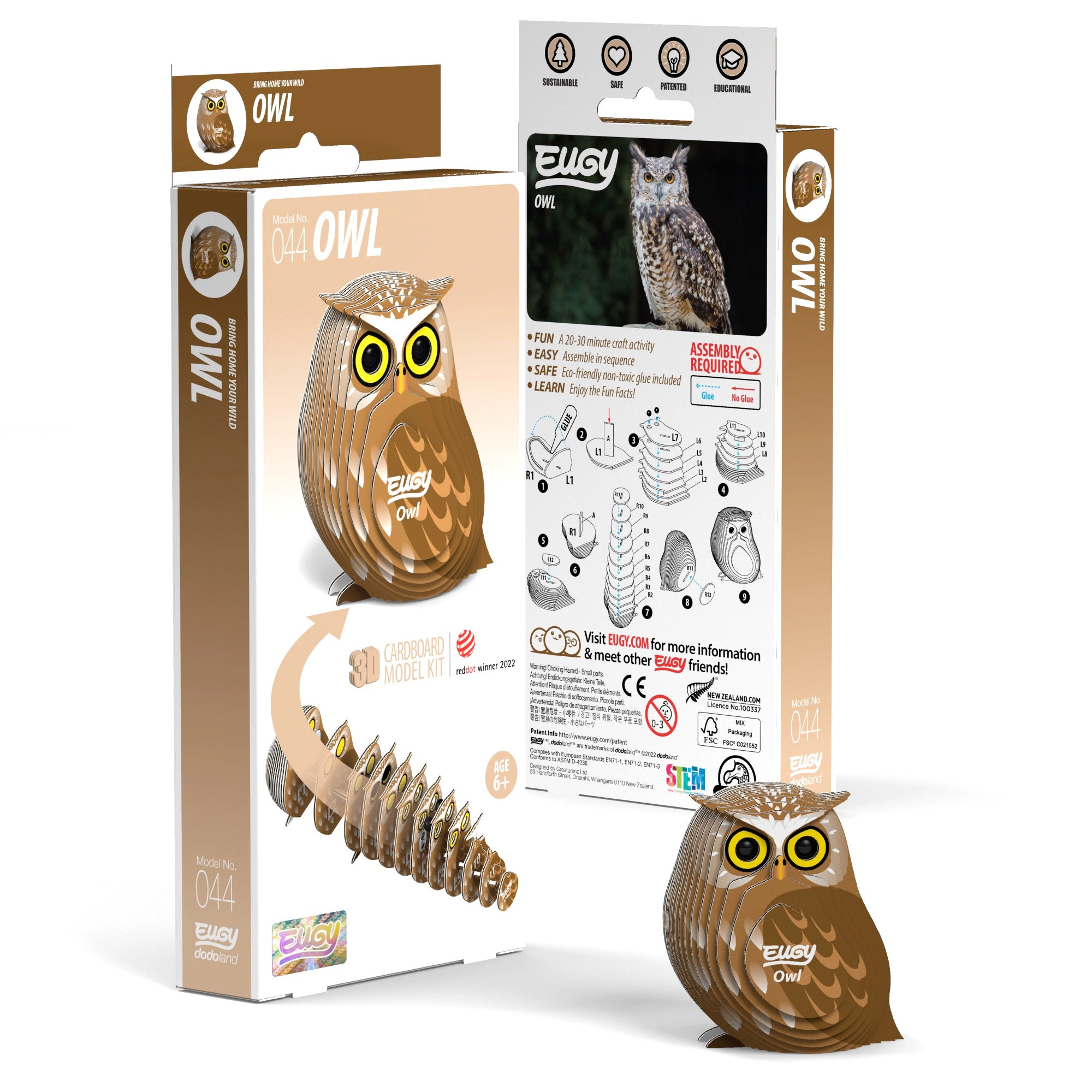 EUGY Owl 3D Puzzle - contains 24 puzzle pieces