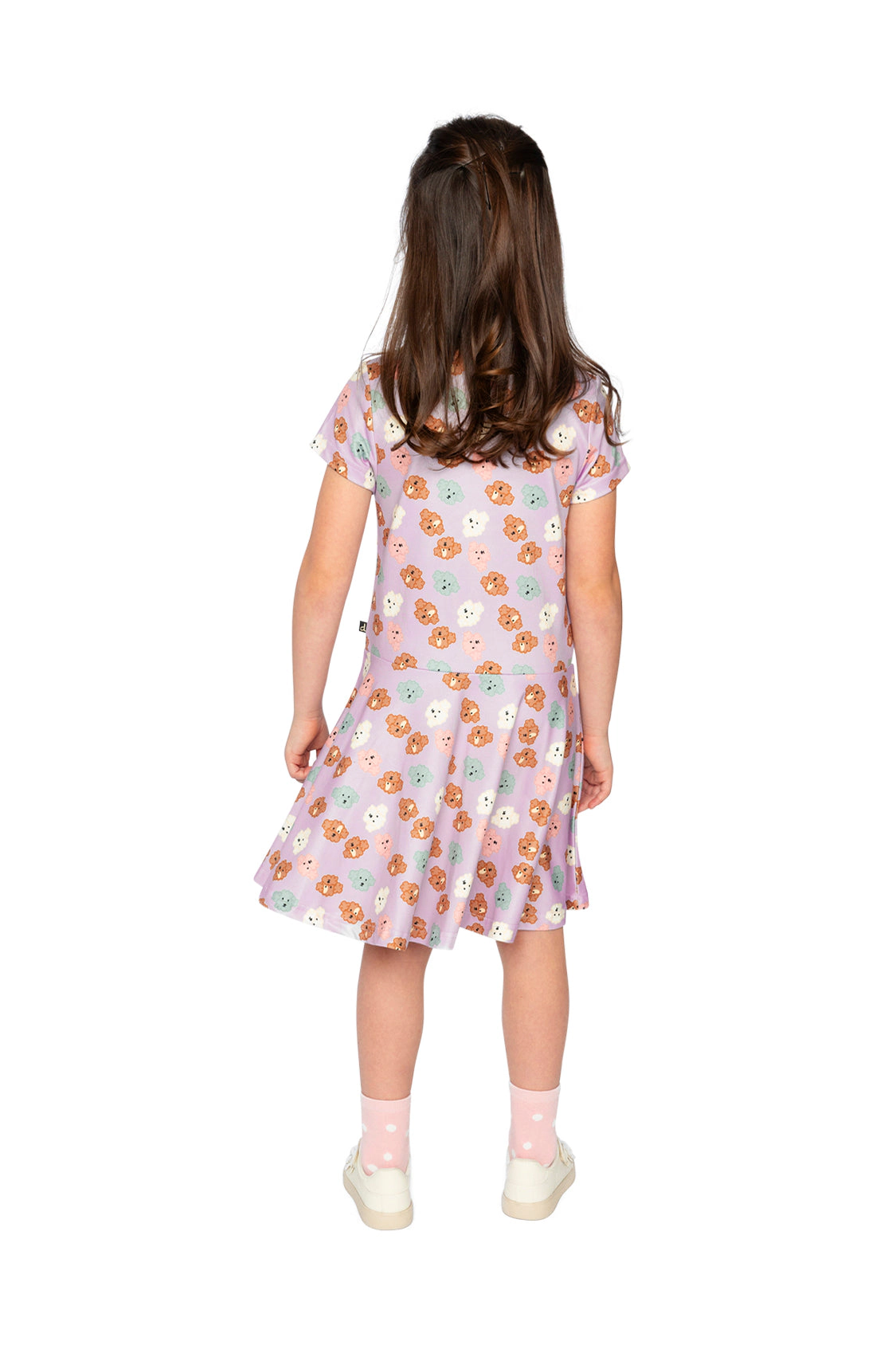 Deux par Girls Poodle Print Drop-Waist Short Sleeve Jersey Dress