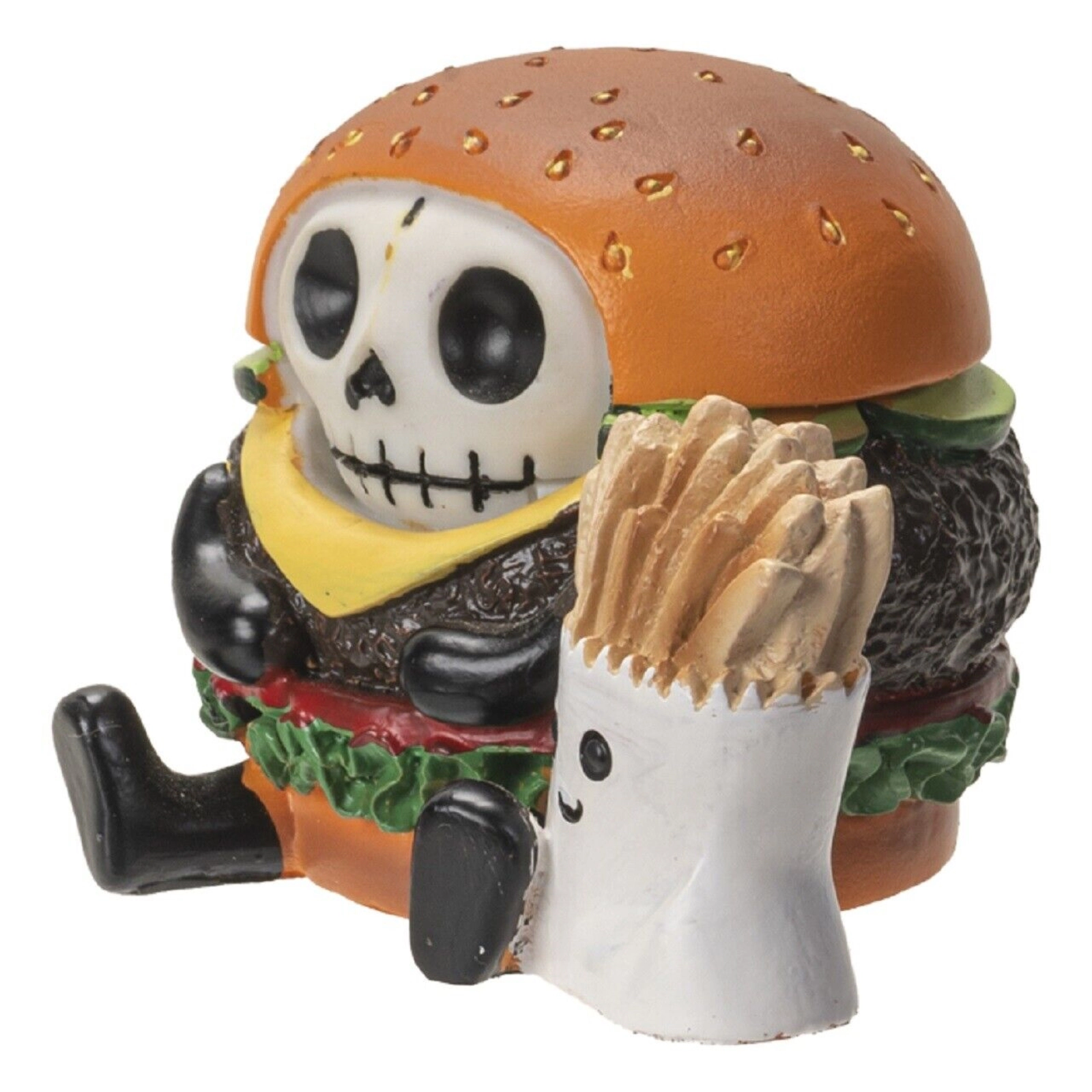 Pacific Giftware Furrybones Burger and Fry Skeleton in Costume Figurine 3.2 Inch Multicolor