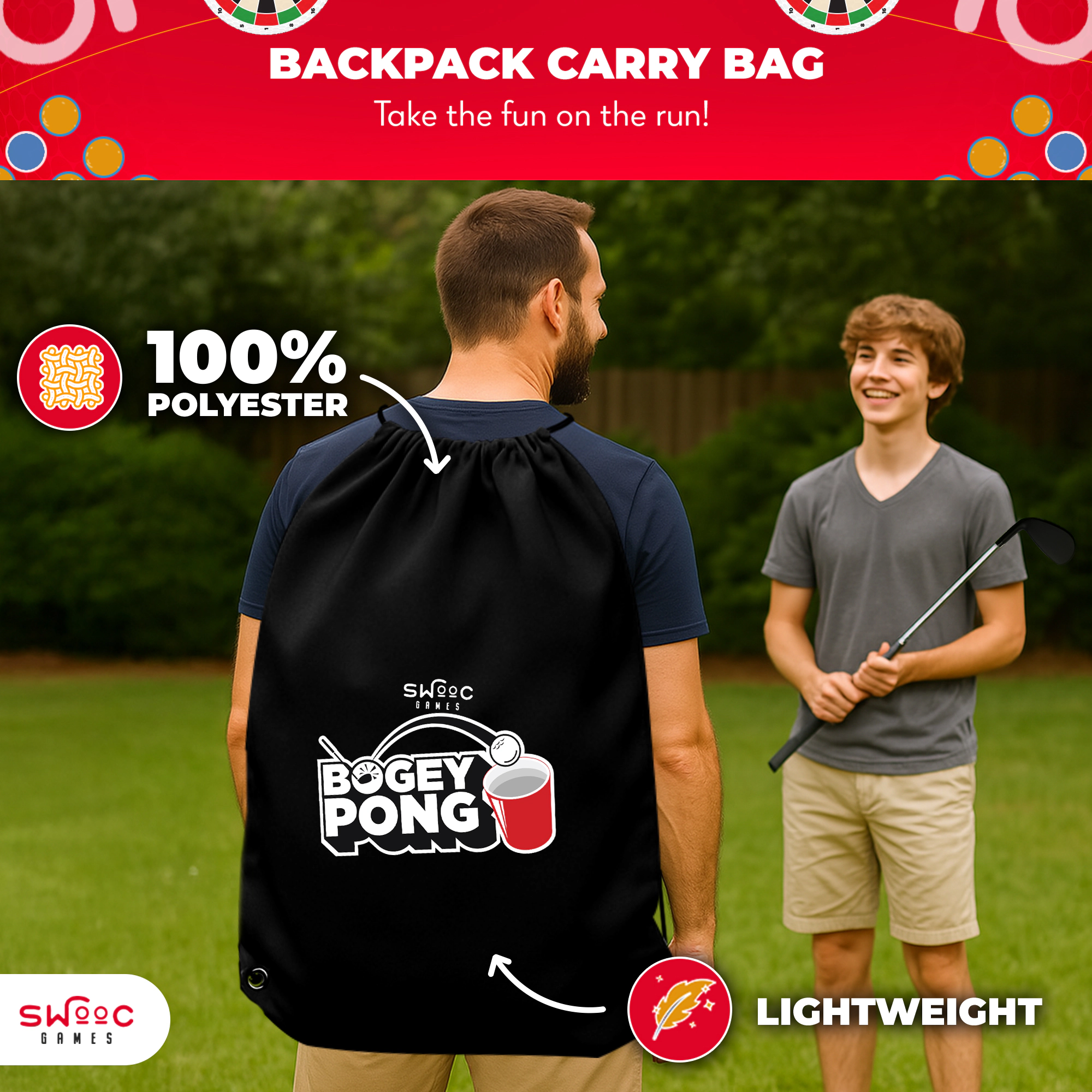 Swooc Games | Bogey Pong™ | 3-in-1 Backyard Pong Golf Game Set
