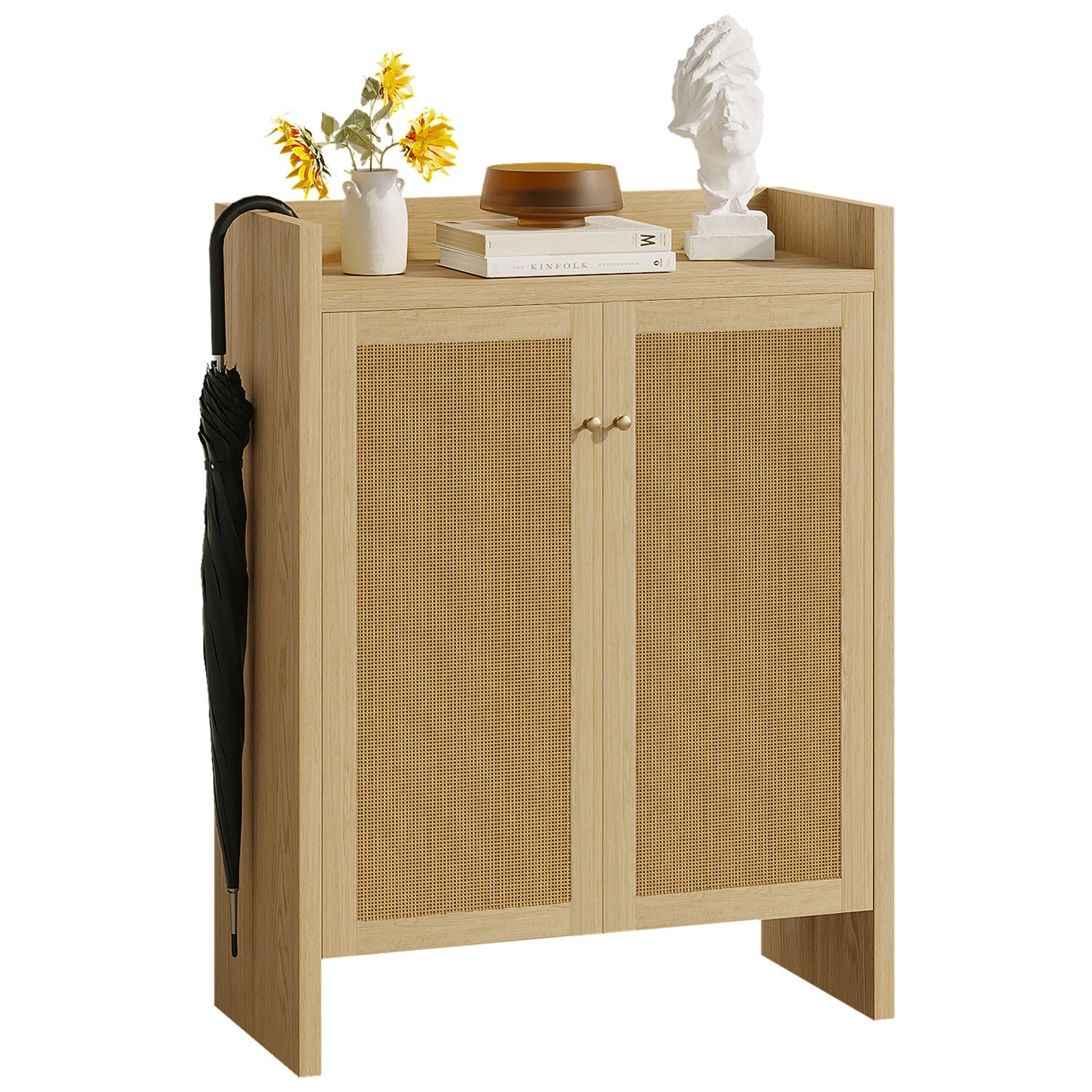 GBruno Rattan 6-Tier Shoe Cabinet With Doors