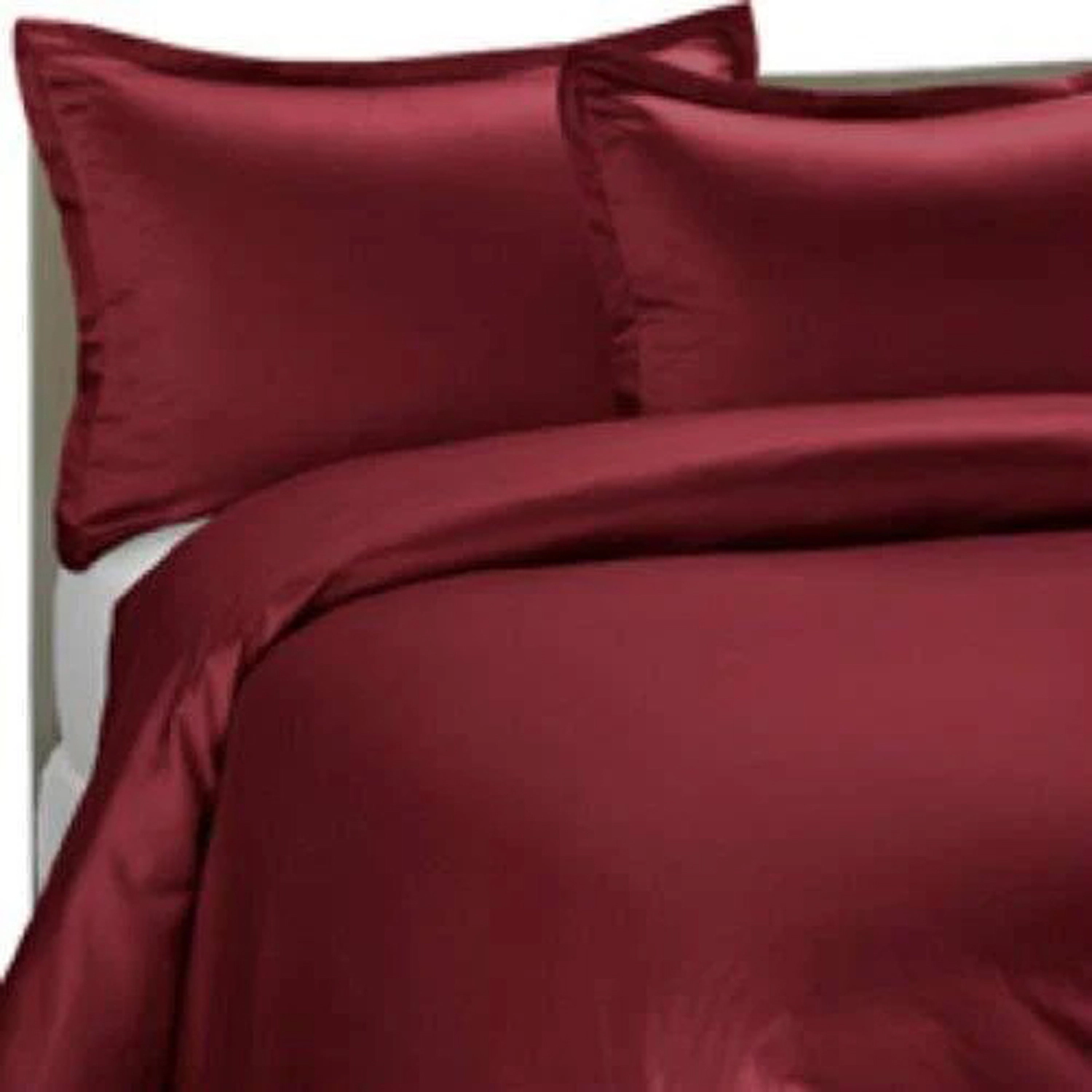 Brielle Home 250 Thread Count Modal Sateen Duvet Cover Set with Sham Twin 68 x 86 Dark Red
