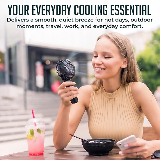 Luminuxe Portable Handheld Fan, USB Rechargeable Foldable Fan w/ 4000mAh Battery, Ultra Quiet 6-Speed Wind LED Display