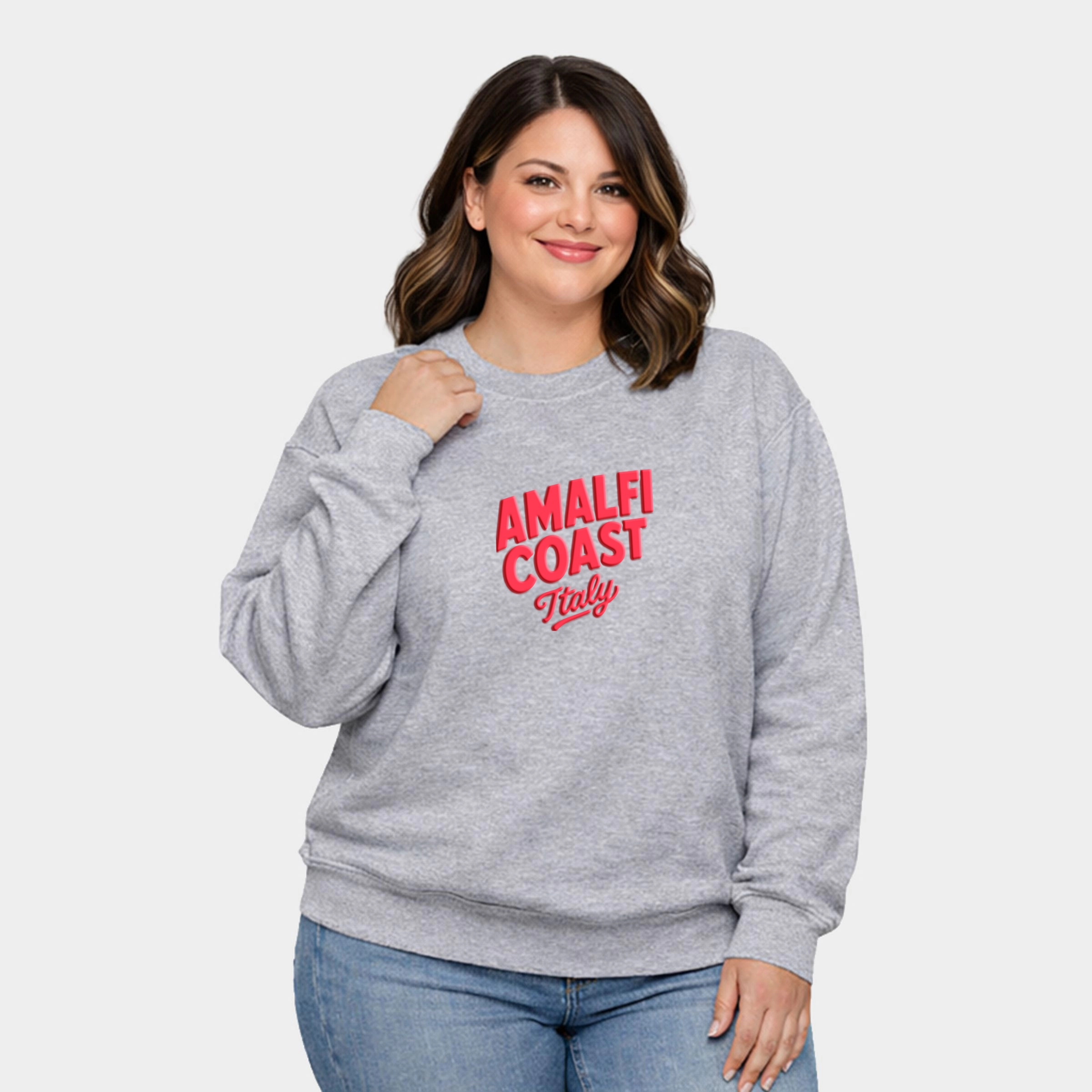 Simply Sage Market - Women's Plus Sized Graphic Sweatshirt Amalfi Coast Vibrant Puff Print
