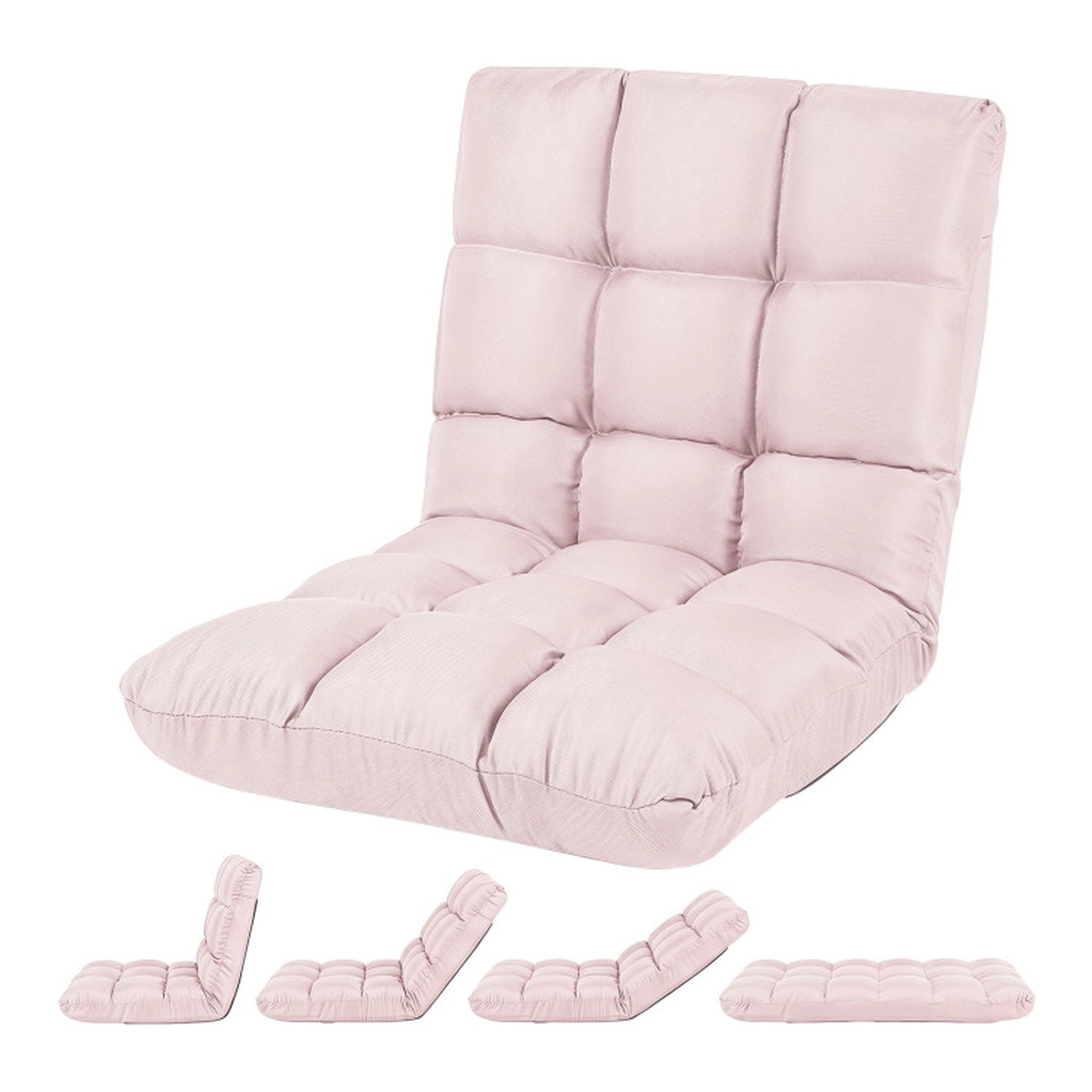SUGIFT Light Pink 14-Position Folding Floor Chair, 264-Lb Capacity