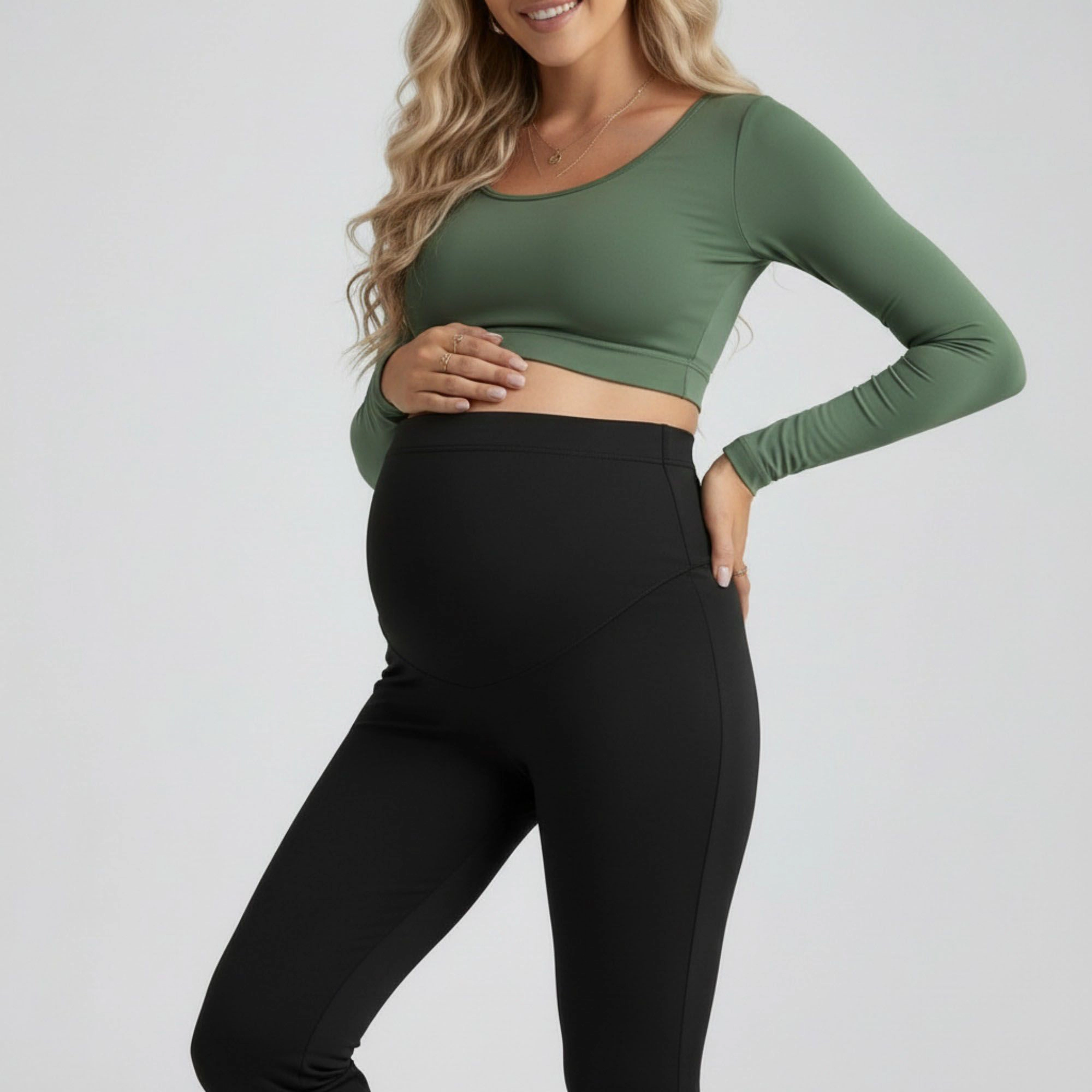 Anna-Kaci Active Women's High Waist Maternity Flare Leggings with Over Belly Panel Stretch Fitted Bootcut Pants