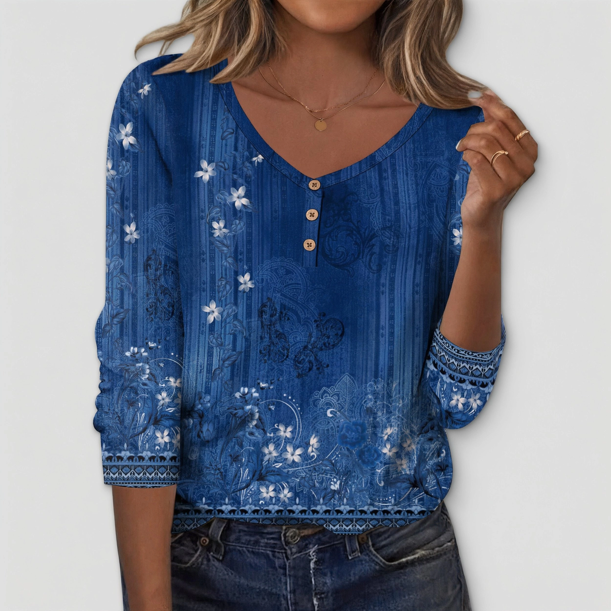 Zeagoo Women Boho V Neck Tunic Blouse