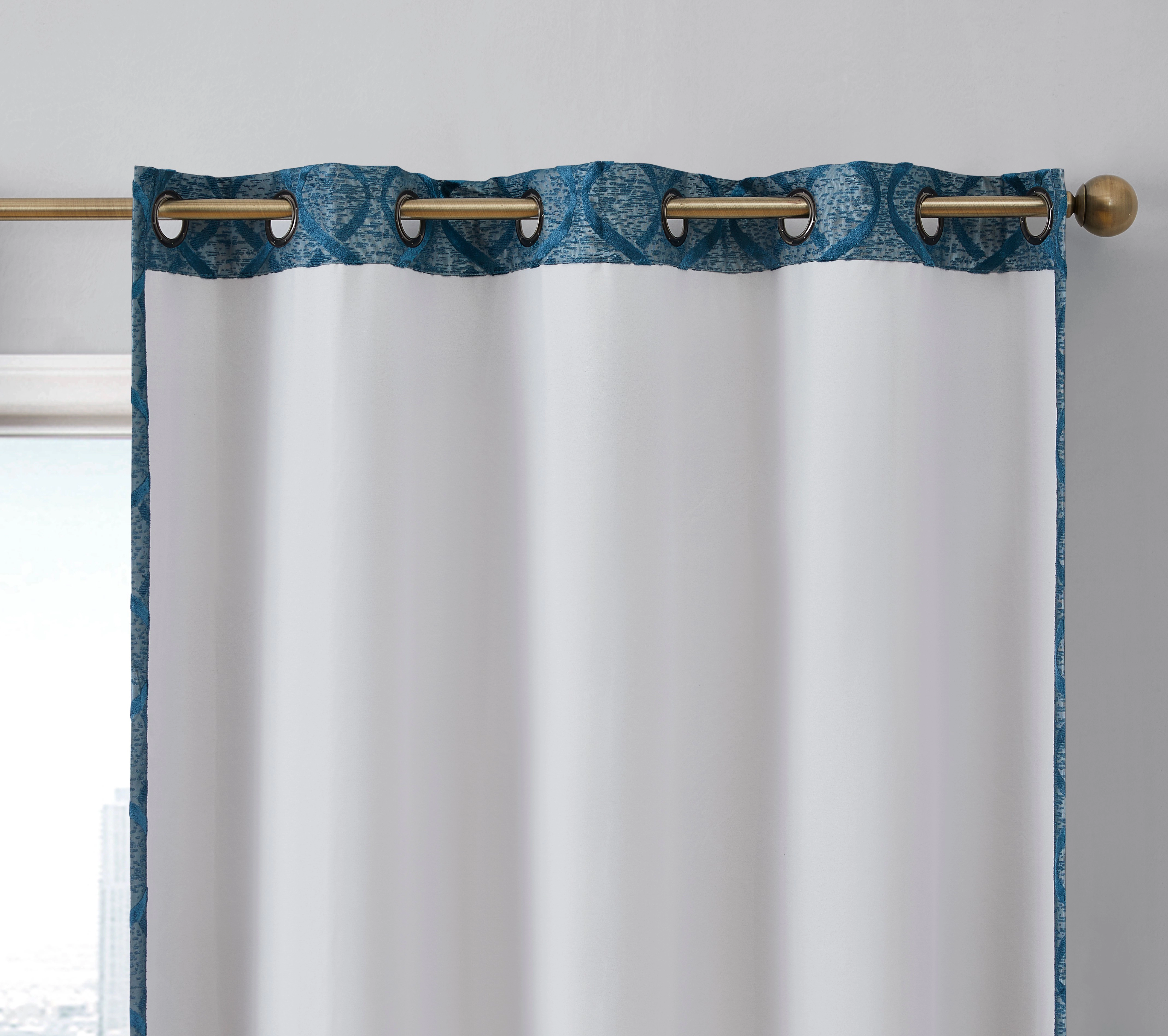 HLC.ME Versailles Lattice Flocked 100% Complete Blackout Thermal Insulated Window Curtain Grommet Panels - Set of 2