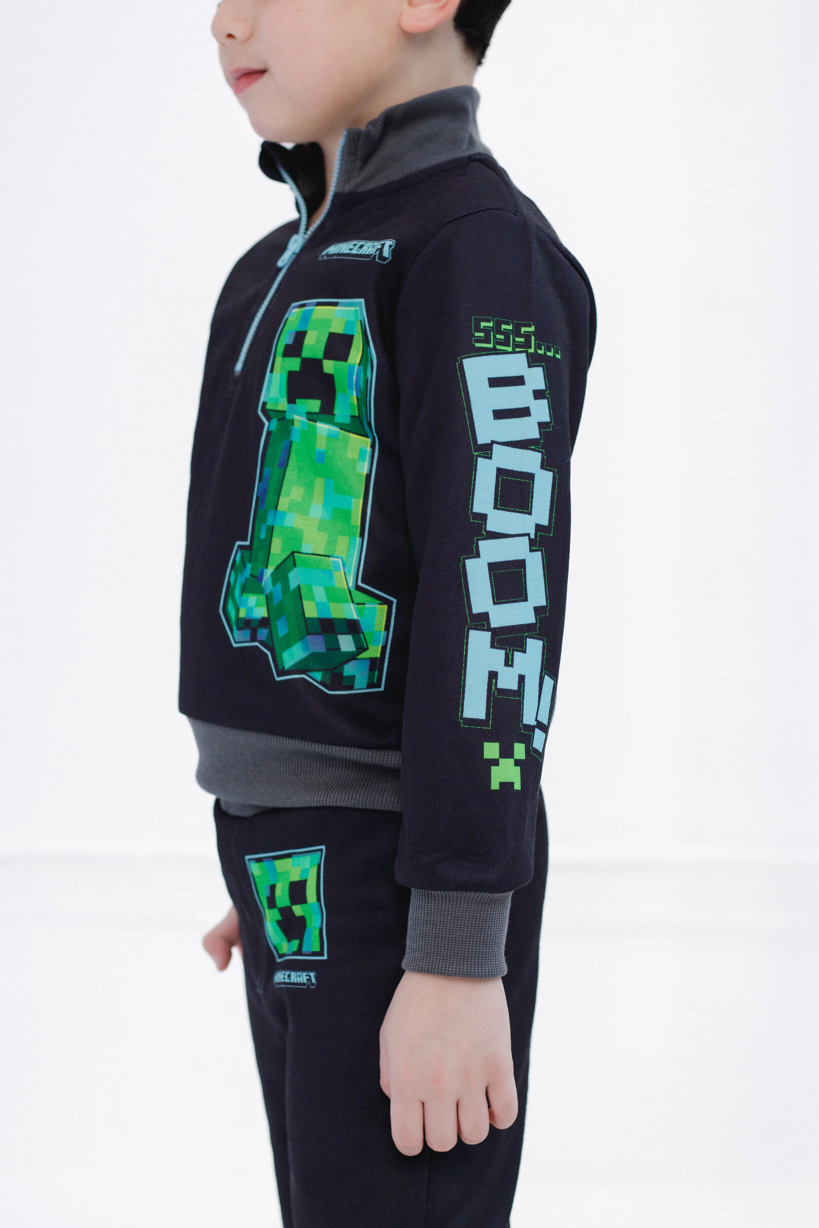 Minecraft Creeper Boys' Fleece Quarter Zip Sweatshirt and Pants Set
