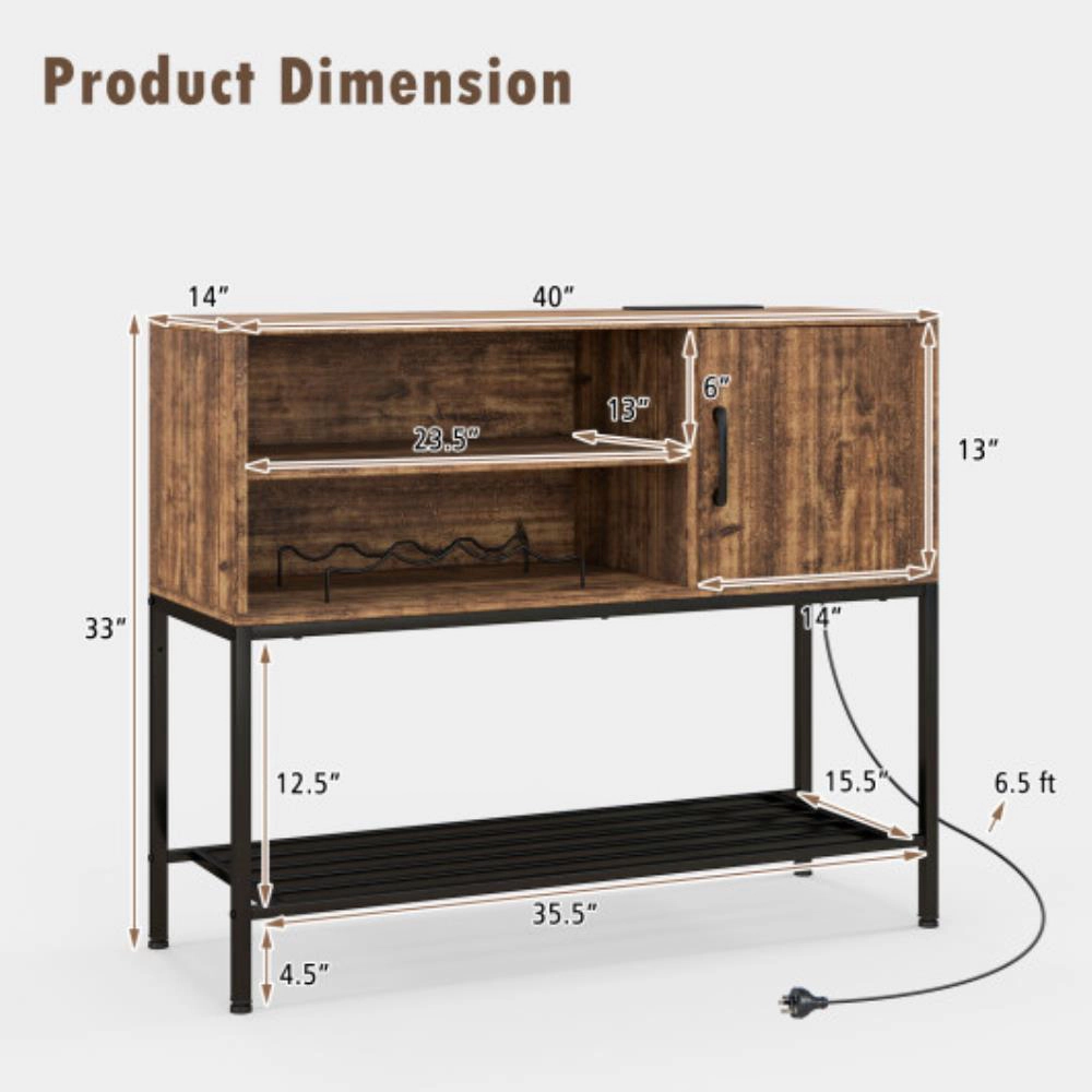 Hivvago Buffet Sideboard Coffee Bar Cabinet With Power Outlets And Usb Ports