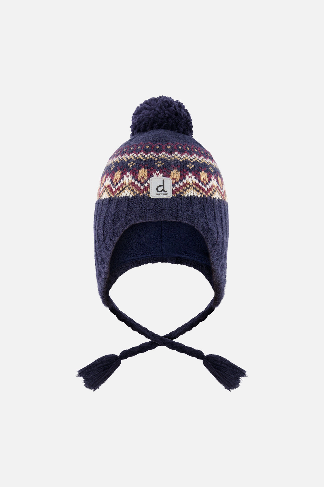 Deux par Boys Nordic Jacquard Winter Peruvian Knit Hat with Pompom