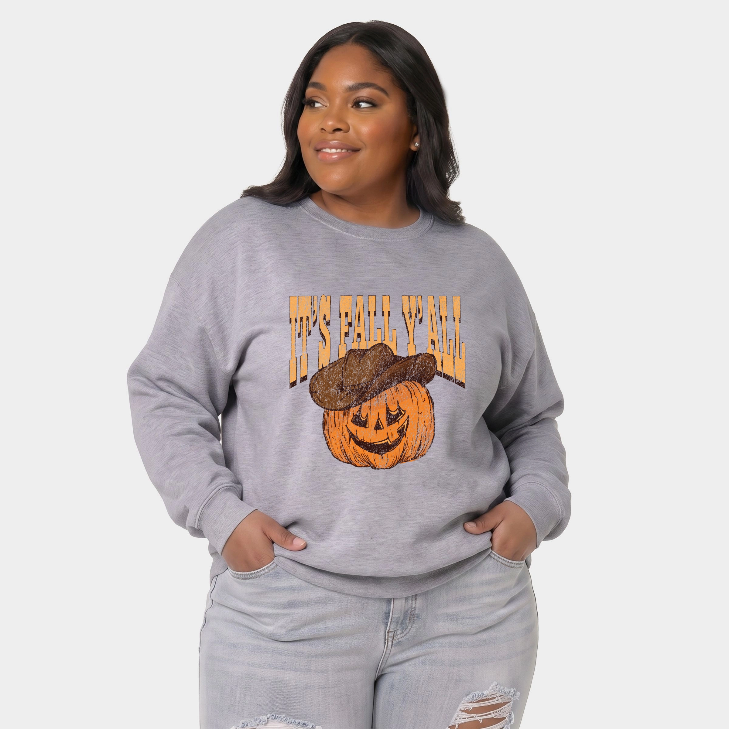 Simply Sage Market - Women's Plus Sized Graphic Sweatshirt It's Fall Y'all Jack-O-Lantern