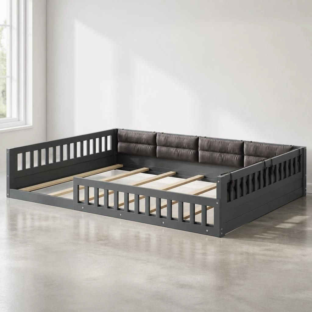 GOODSILO Full Size Solid Wood Low Profile Queen Bed Frame