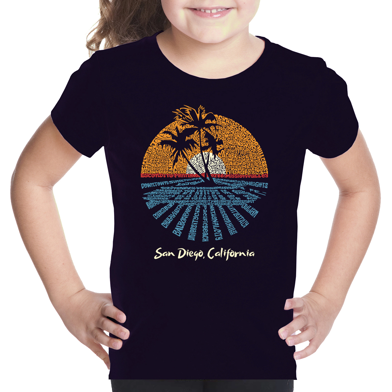 LA Pop Art Girls Word T-Shirt - Cities San Diego
