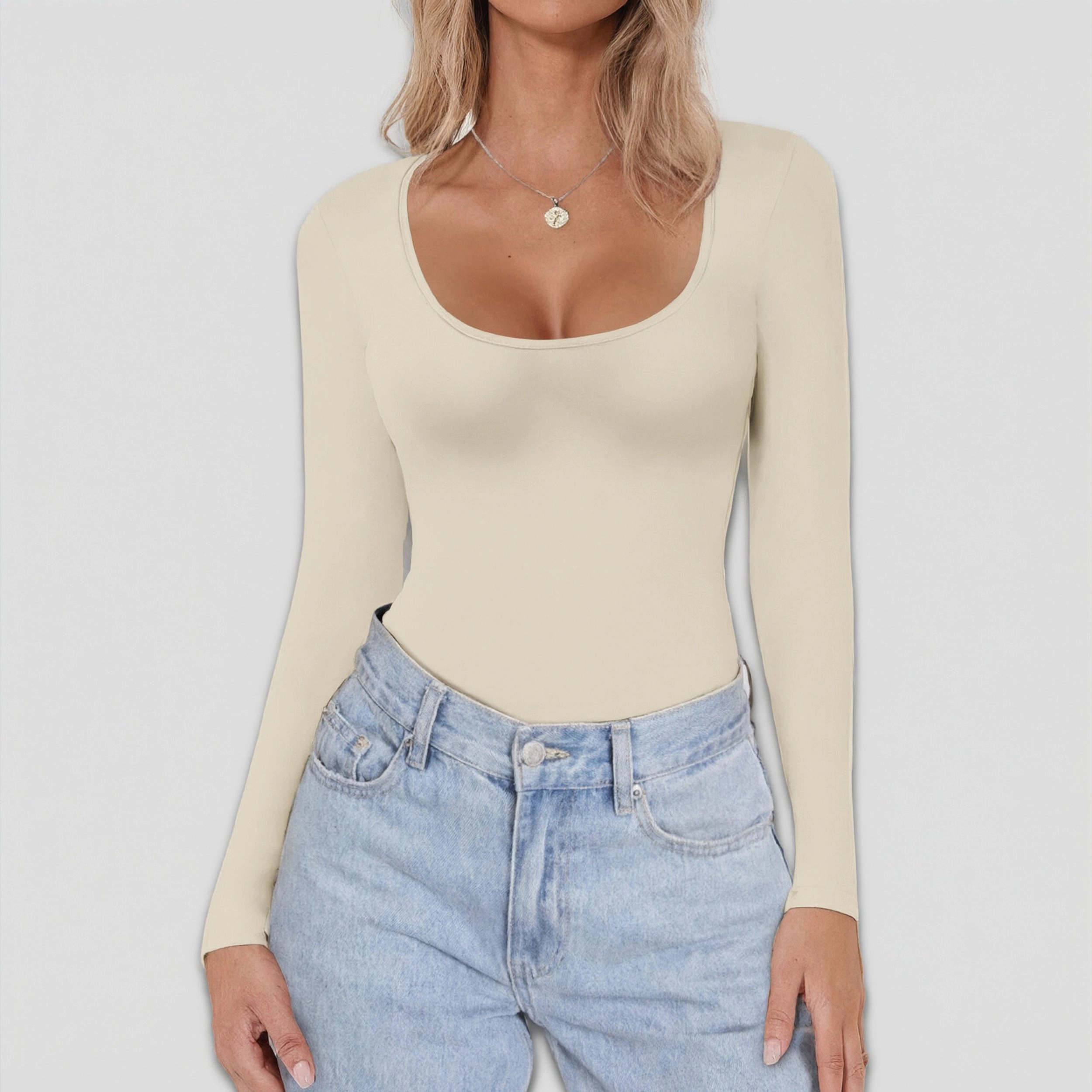 Ekouaer Womens Scoop Neck Long Sleeve Top Tight Shirts Thermal Undershirts Base Layer Tee