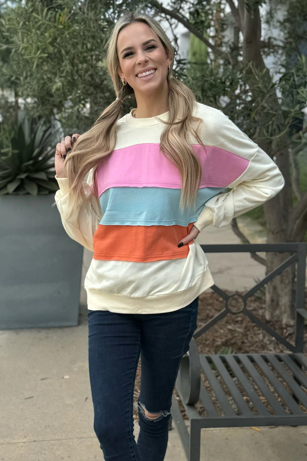 Threaded Pear Women's Leilani Patchwork Sweatshirt