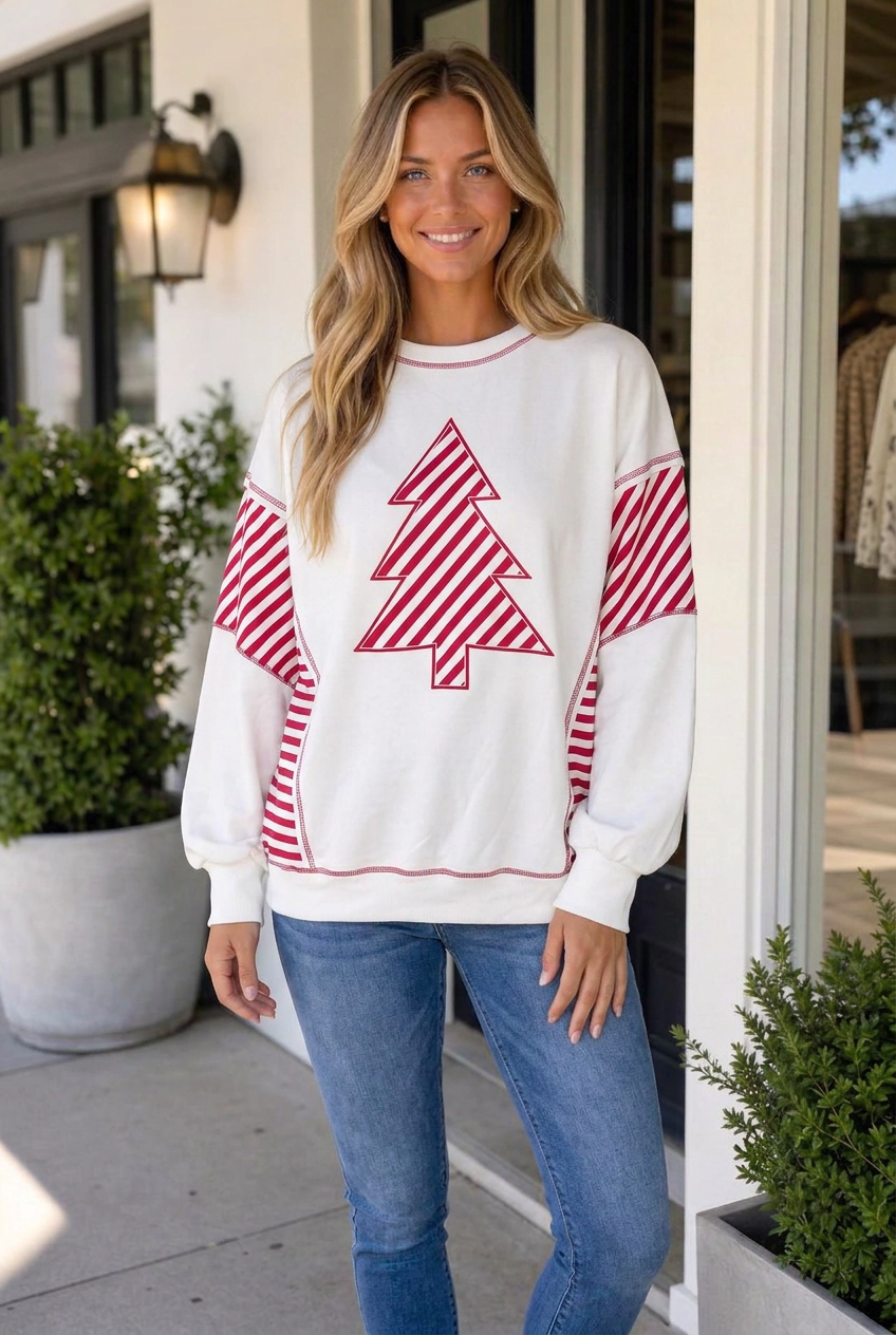 Threaded Pear Women's Paulia Patchwork Puff Sleeve Top