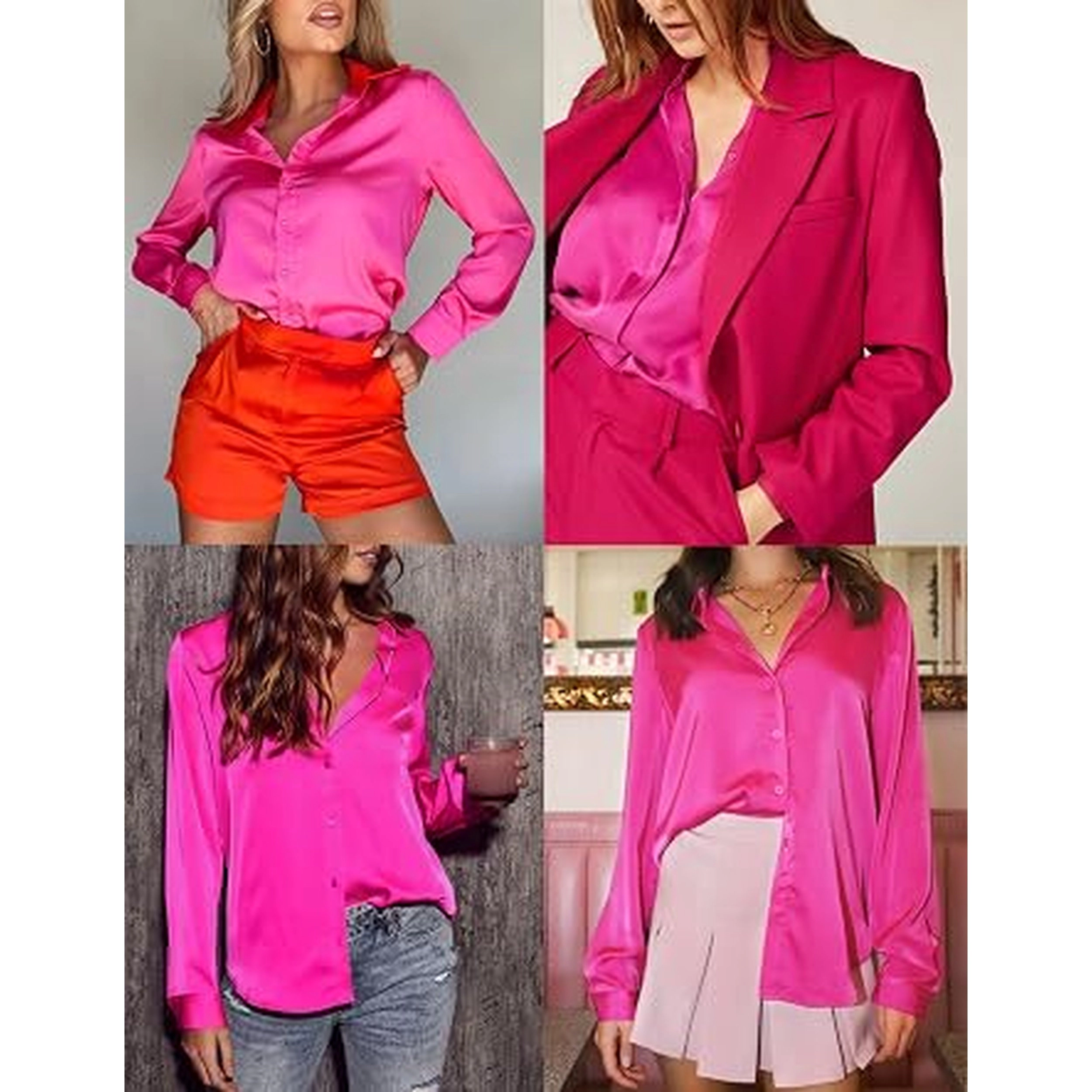Zeagoo Silk Tops for Women Satin Long Sleeve V Neck Casual Office Work Blouse Tunic Tops
