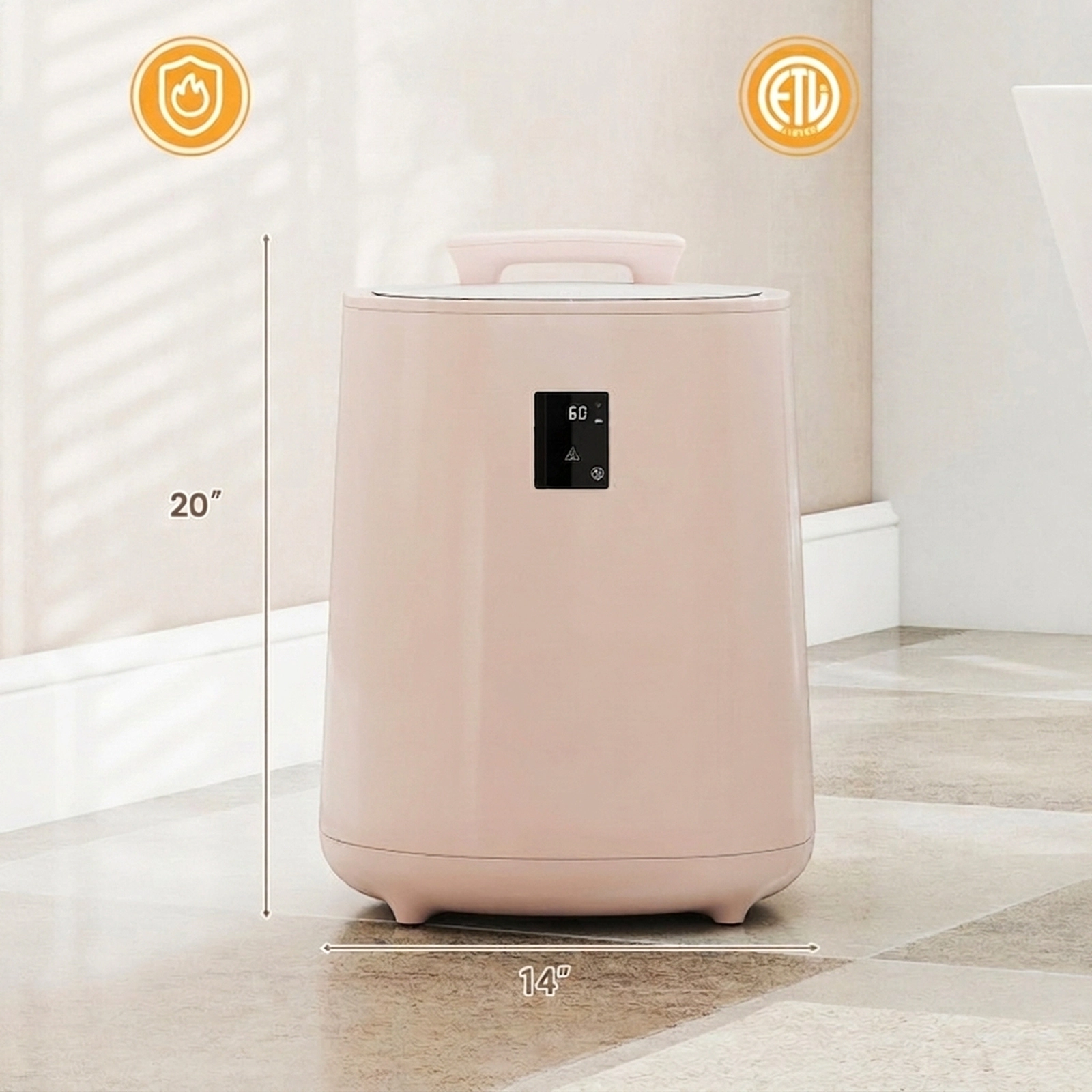 SUGIFT 18L Quick-Heating Towel Warmer Bucket with LED Display and Auto Shut Off 18-L Capacity 7-lb Net Weight Pink