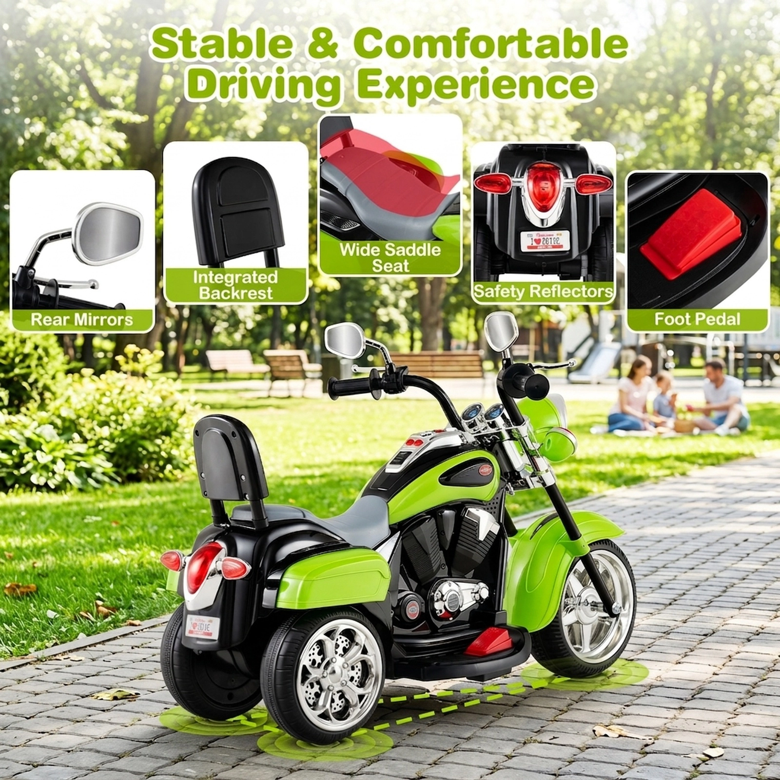 6V Toddler Ride on Motorbike 3-Wheel Electric Trike Horn Headlight Ages 3+ 66-lb Limit
