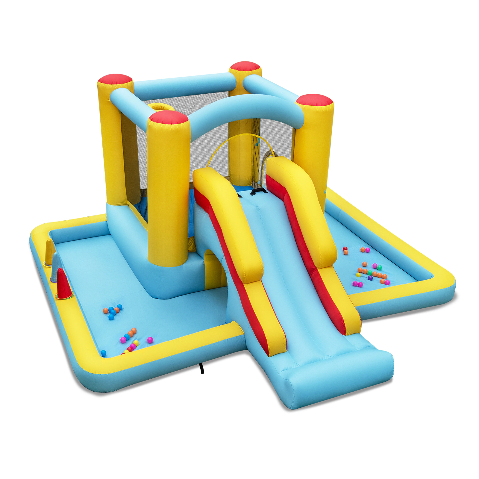 SUGIFT Slide Tunnel and Ball Pit Blower Not Included 7-in-1 Kids Inflatable Bouncy Castle