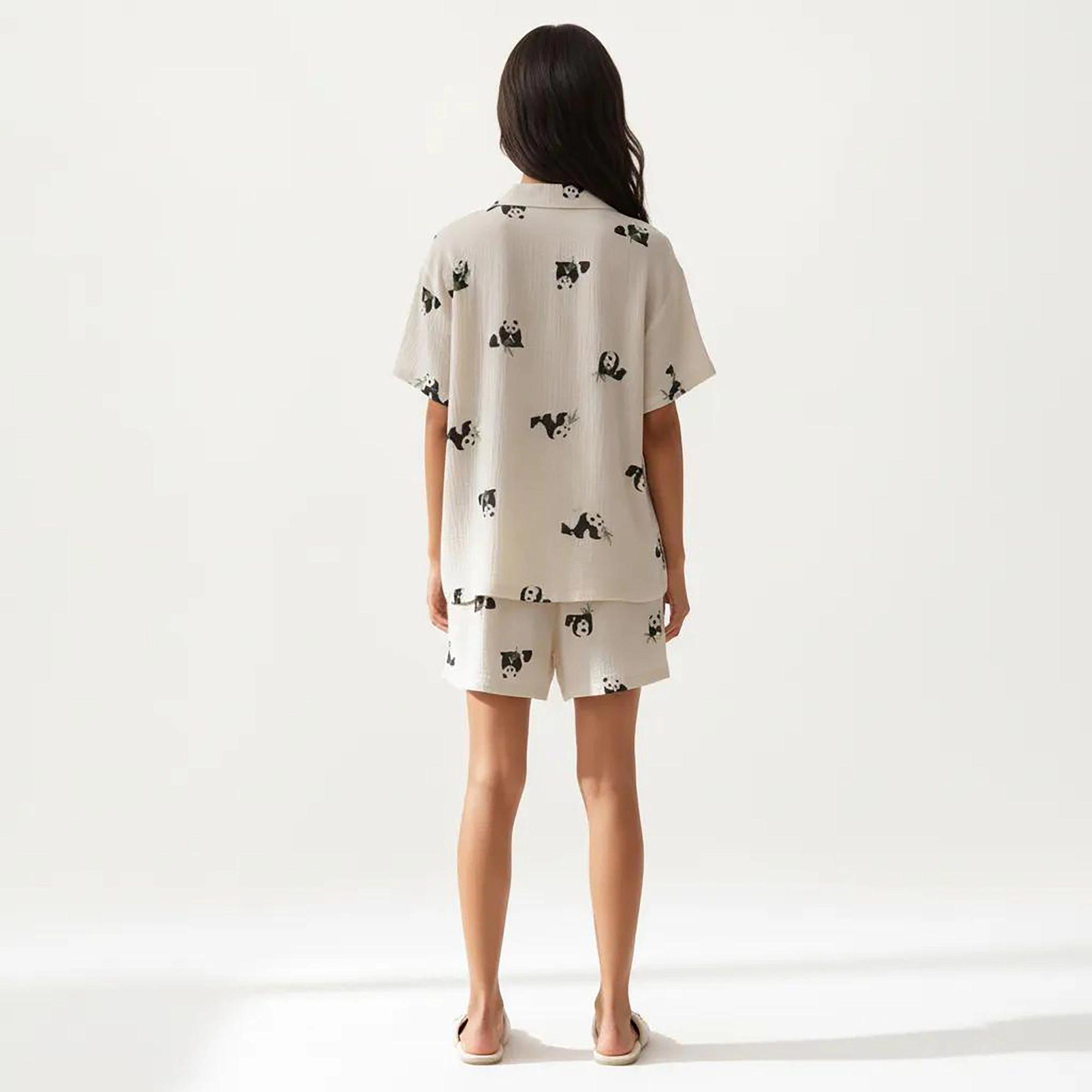 Anna-Kaci Women's 2-Piece Short Sleeve Button Down Pajama Top with Notch Collar and Relaxed Fit Shorts