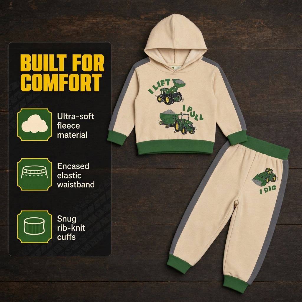 John Deere Boys' Fleece 2-Piece Hoodie and Joggers Set