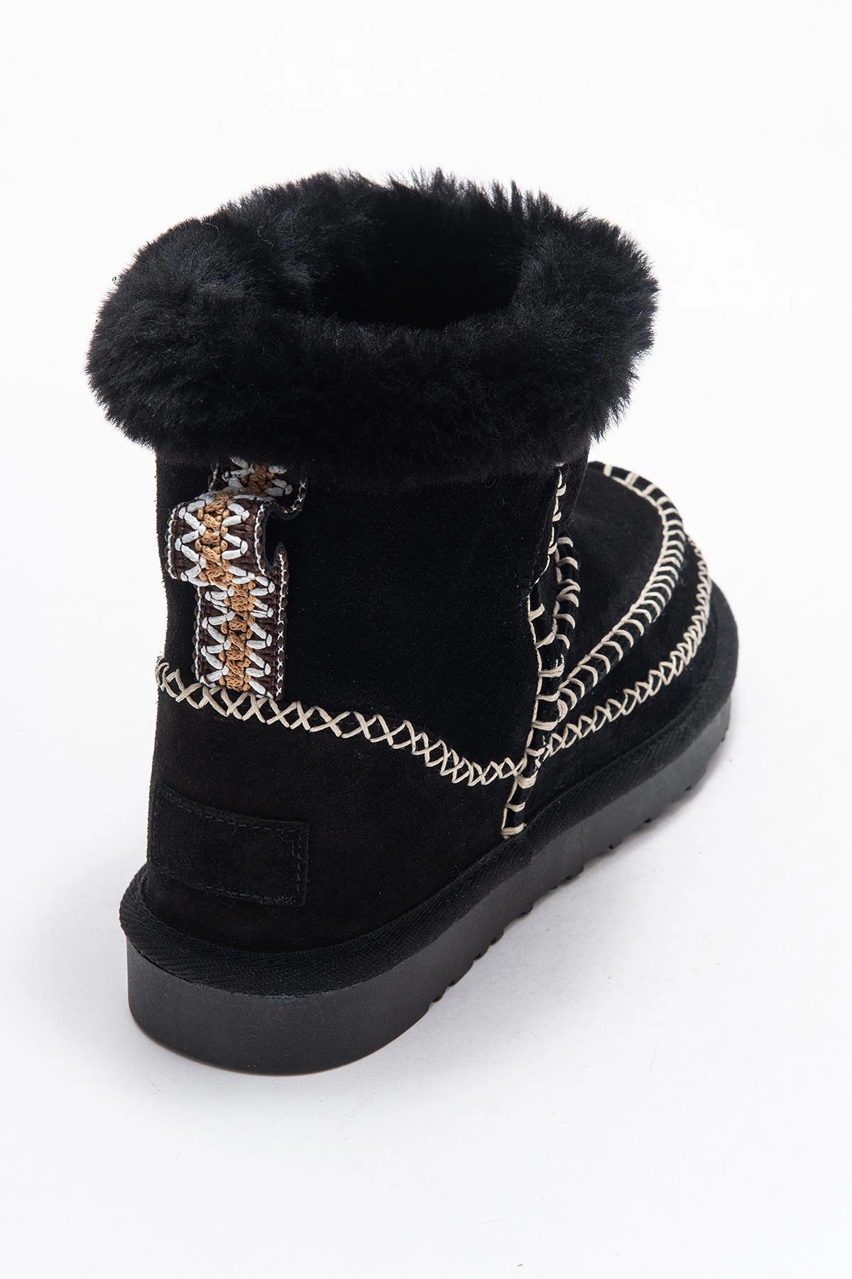 Forever & Always Womens Jorel Leather Fur Lined Ankle Boots
