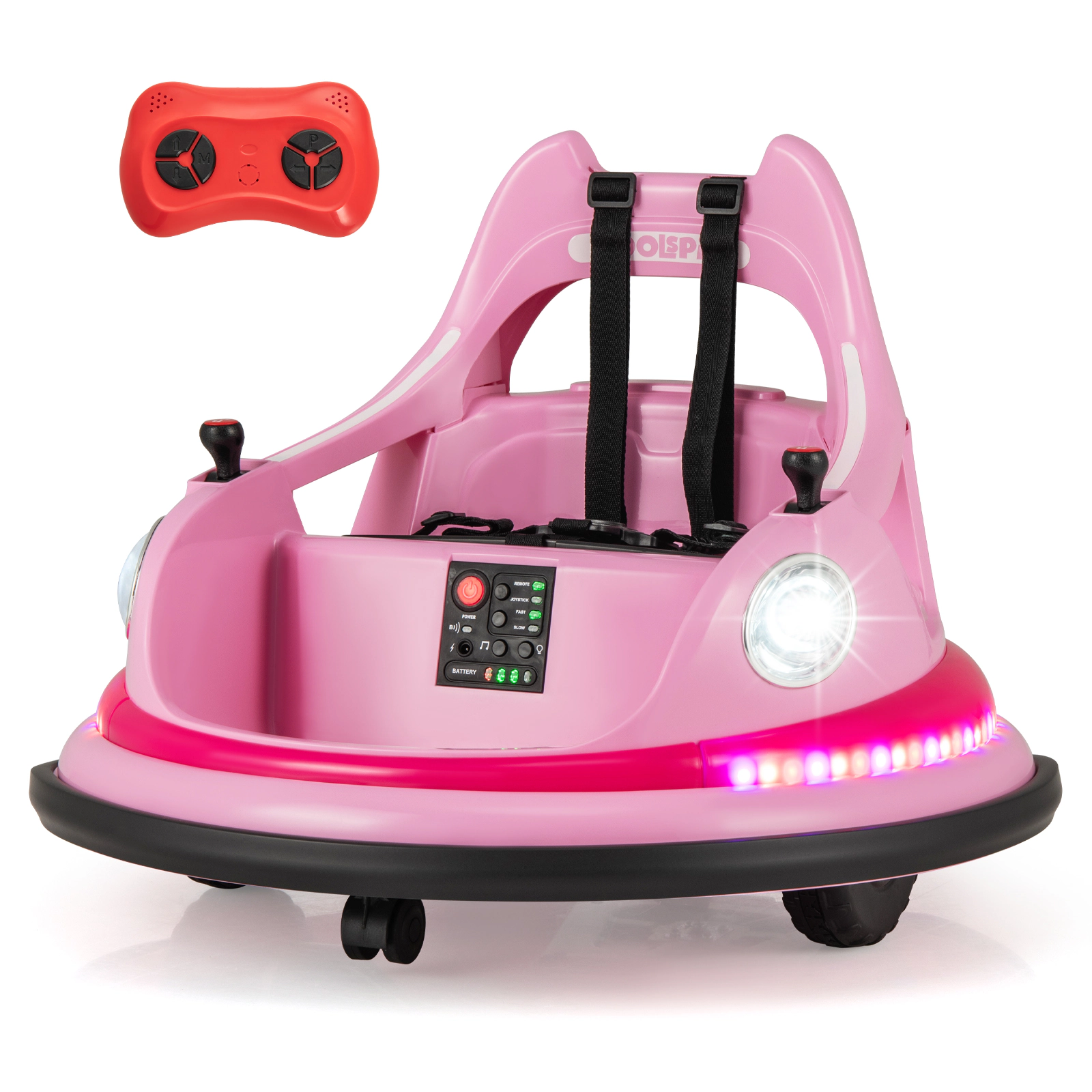 LJG 12V Kids Ride on Bumper Car with Remote Control and Dual Joysticks
