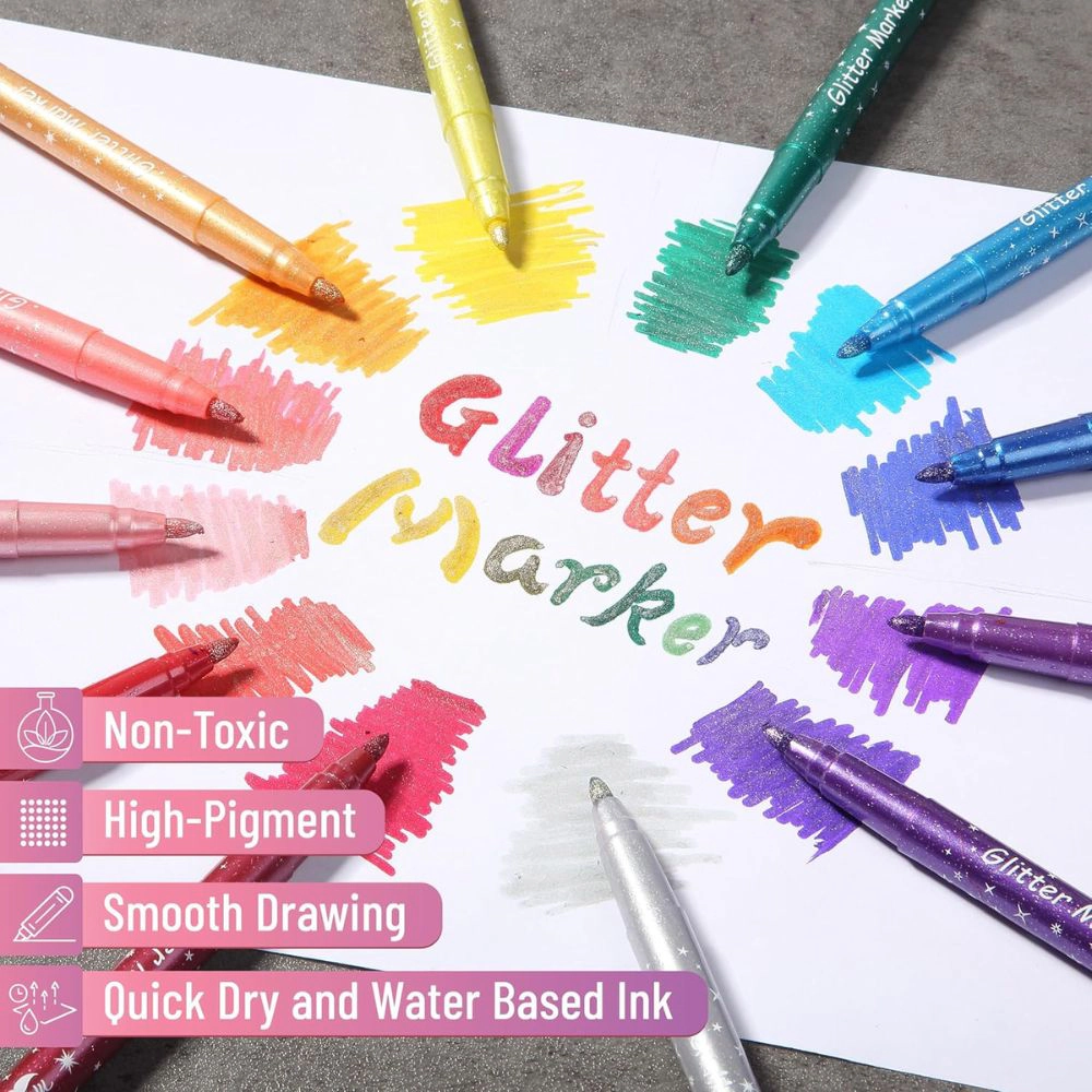 Byte Bonds 12 Piece Glitter Markers