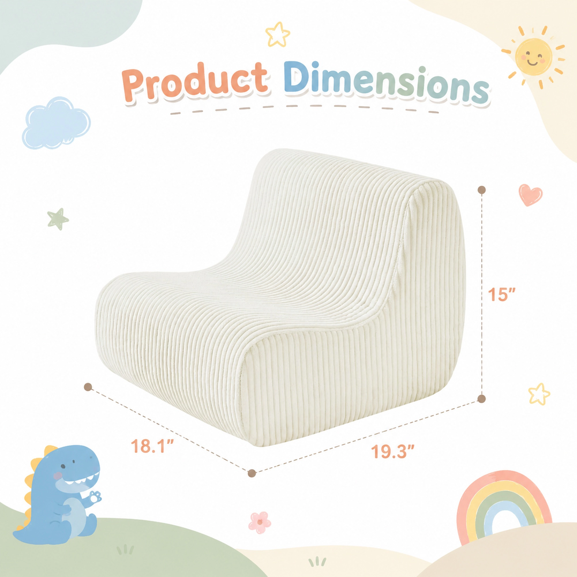 Unikome Kids Lounge Chair Foam Sofa–Soft Corduroy Toddler Armchair, Lightweight Portable Couch