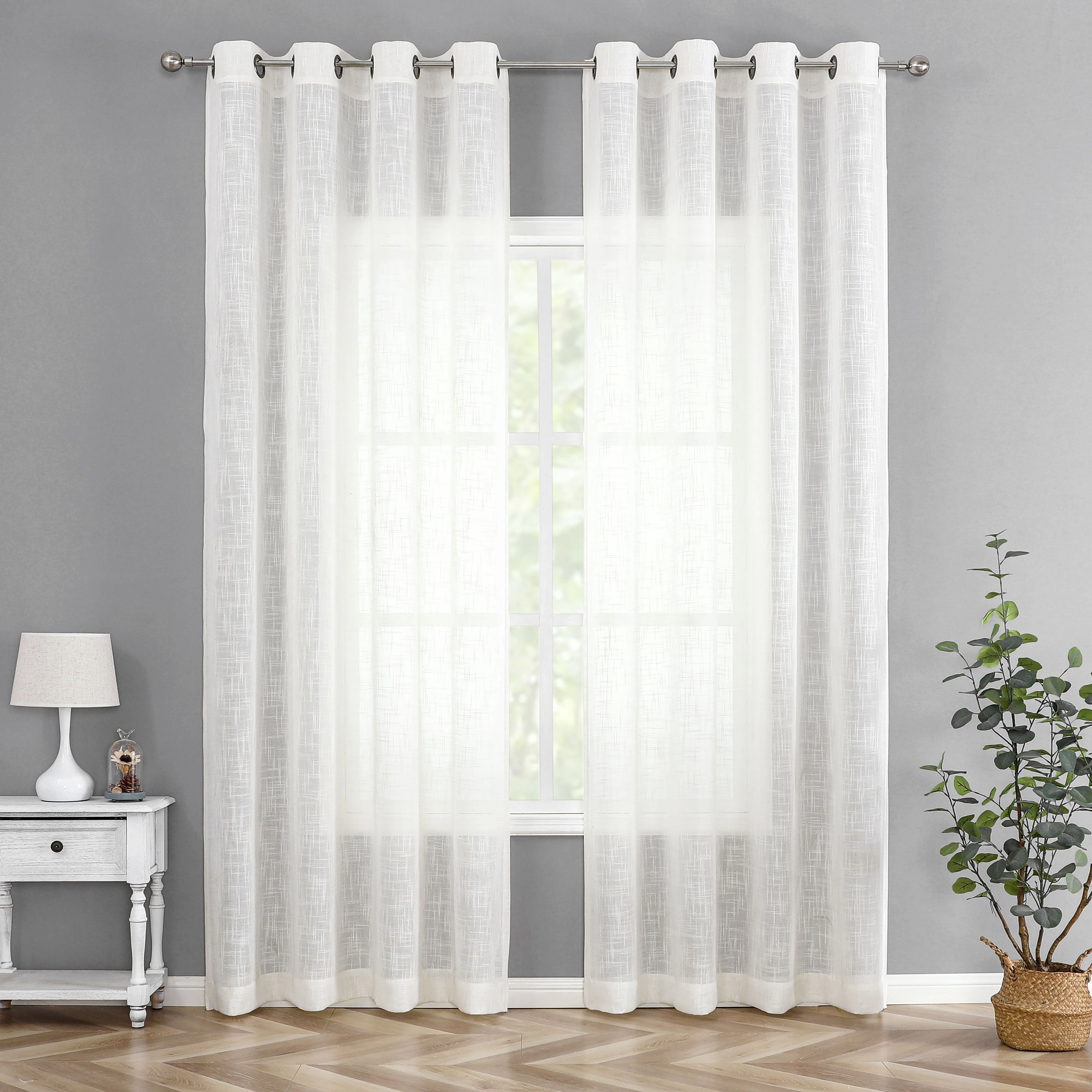 Kate Aurora 2 Pack Semi Sheer Grommet Top Window Curtains