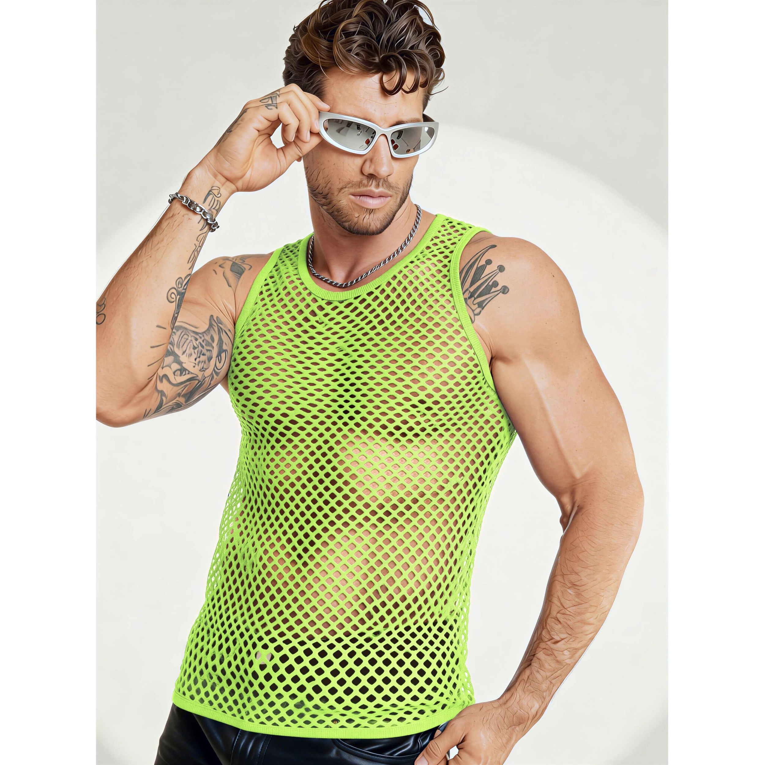 COOFANDY Men's Mesh Sleeveless Crew Neck Tank Top