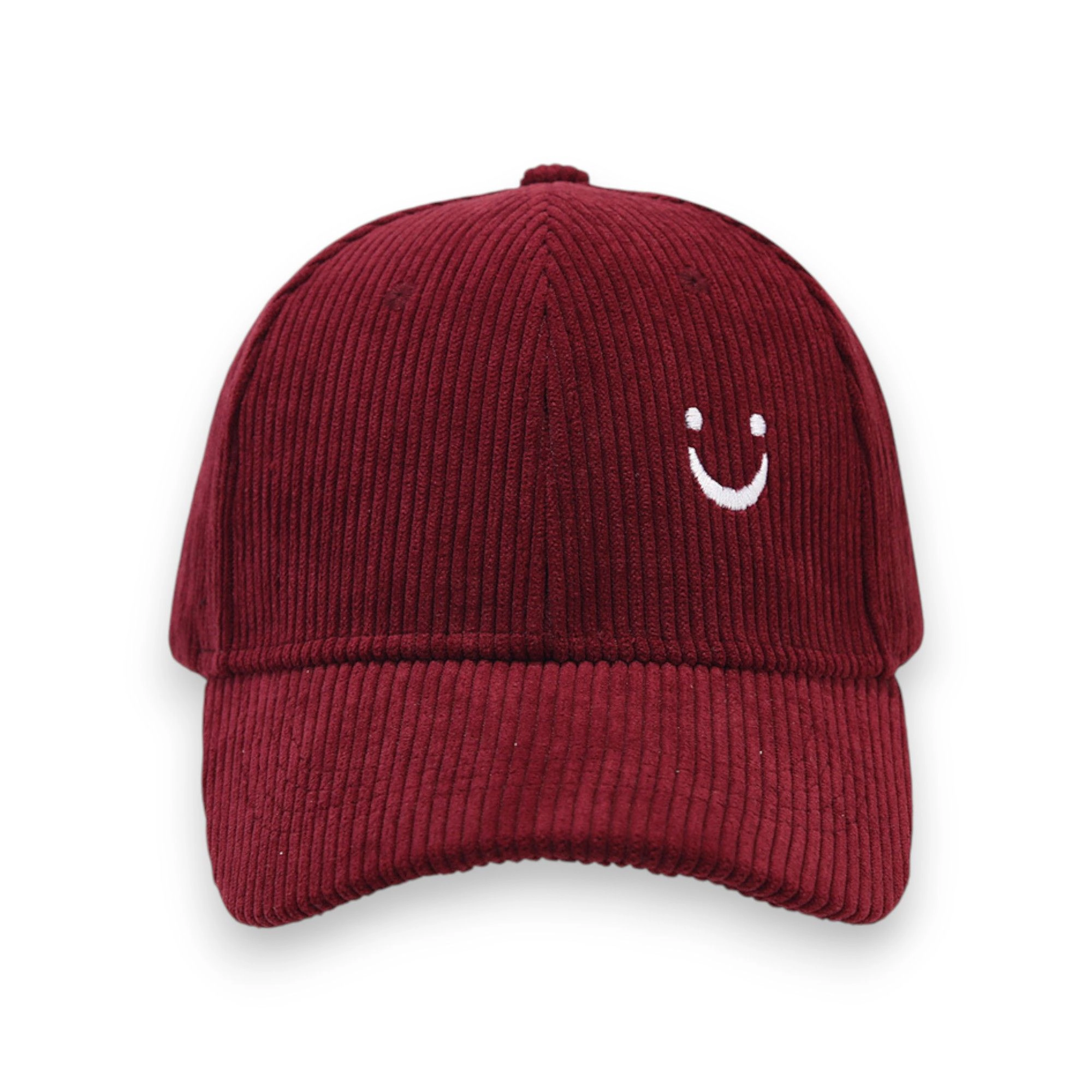 Anna-Kaci Women's Corduroy Baseball Cap with Soft Ribbed Texture and Embroidered Smiley Detail