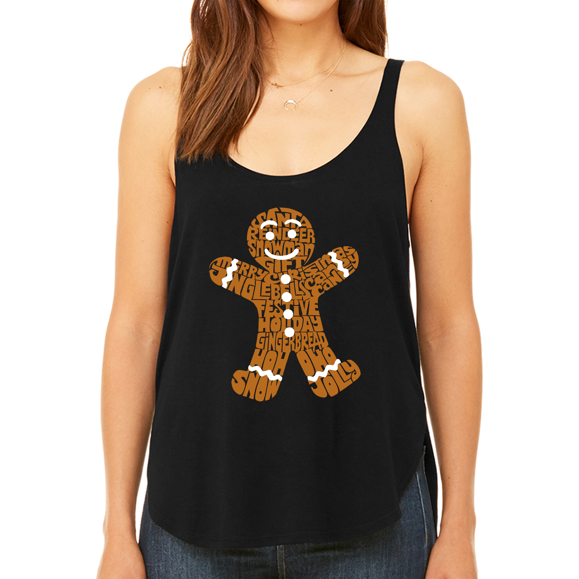 LA Pop Art Women's Premium Word Flowy Tank - Gingerbread