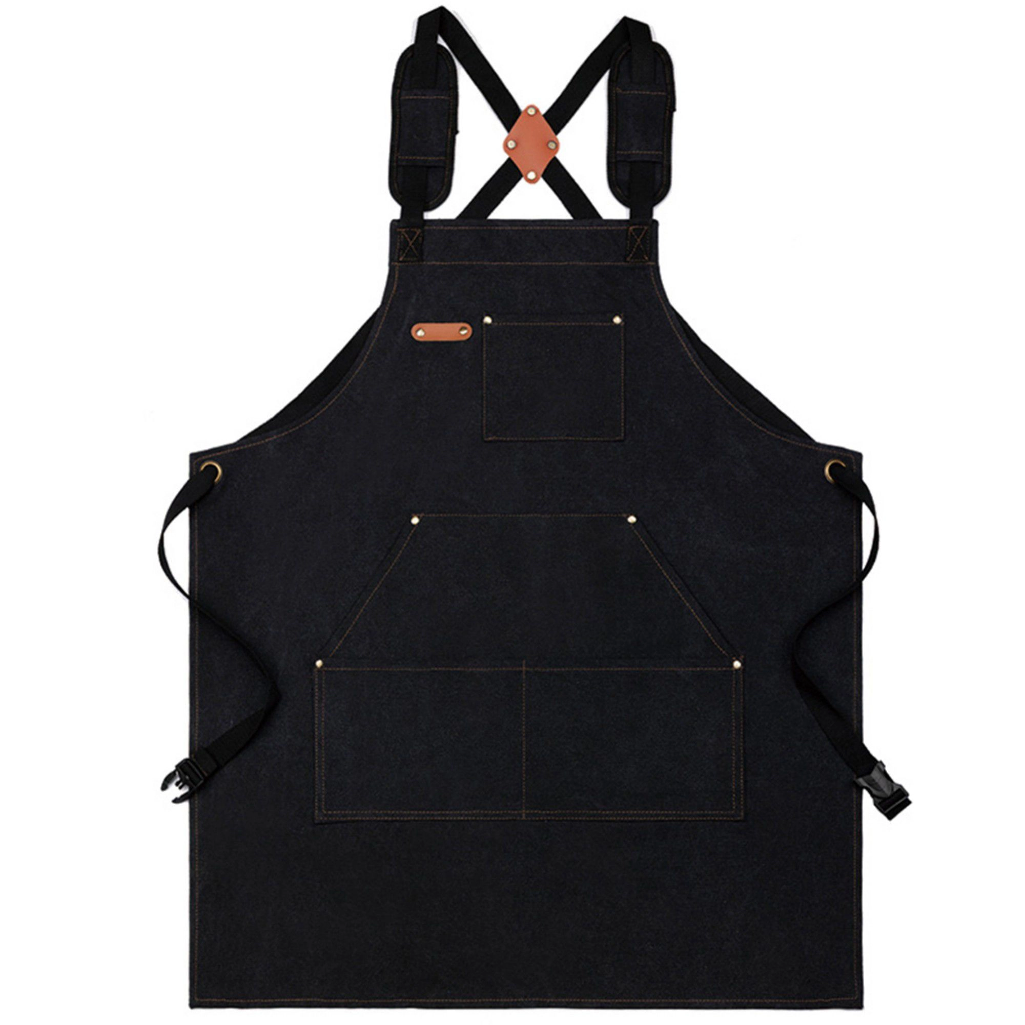 Alilang Unisex Cotton Kitchen Apron with Cross Back Straps Minimalist Utility for Cooking Baking Craft Gardening