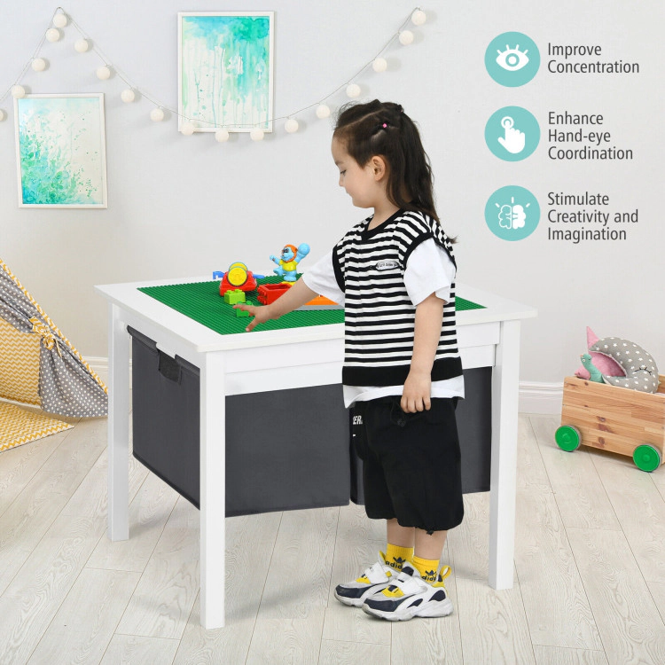 Hivvago 2-In-1 Kids Double-Sided Activity Building Block Table With Drawers