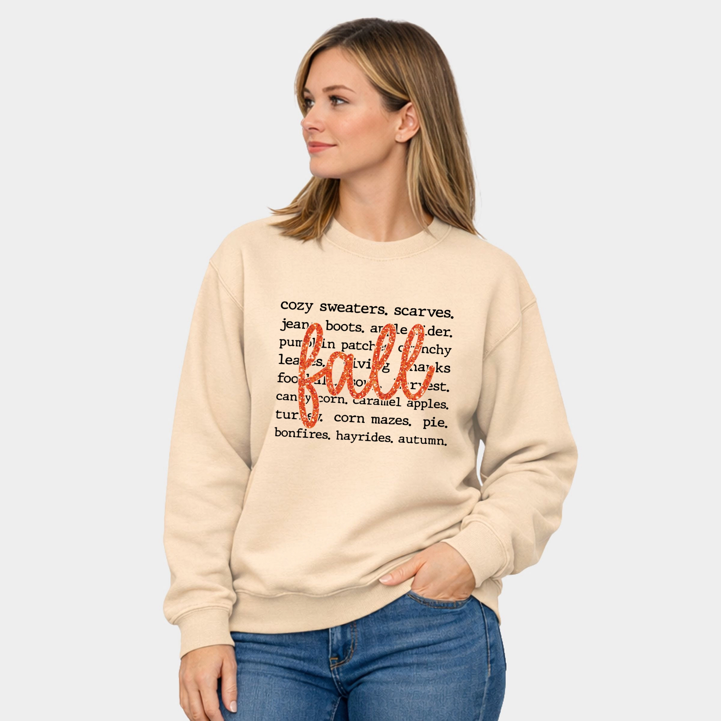 Simply Sage Market - Women's Graphic Sweatshirt Fall Cursive Text Glitter